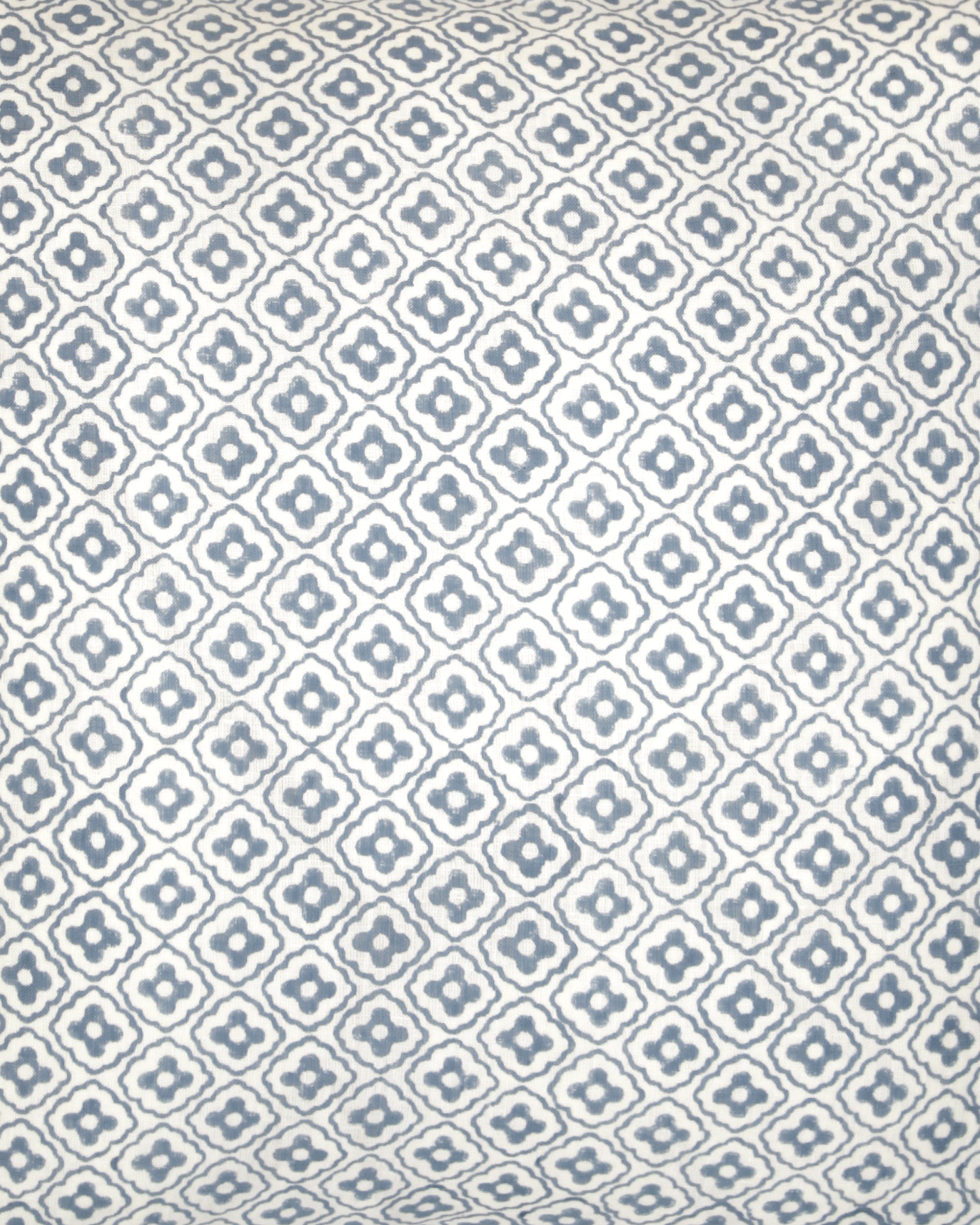Close up detail image of the blue square Finestra cushion