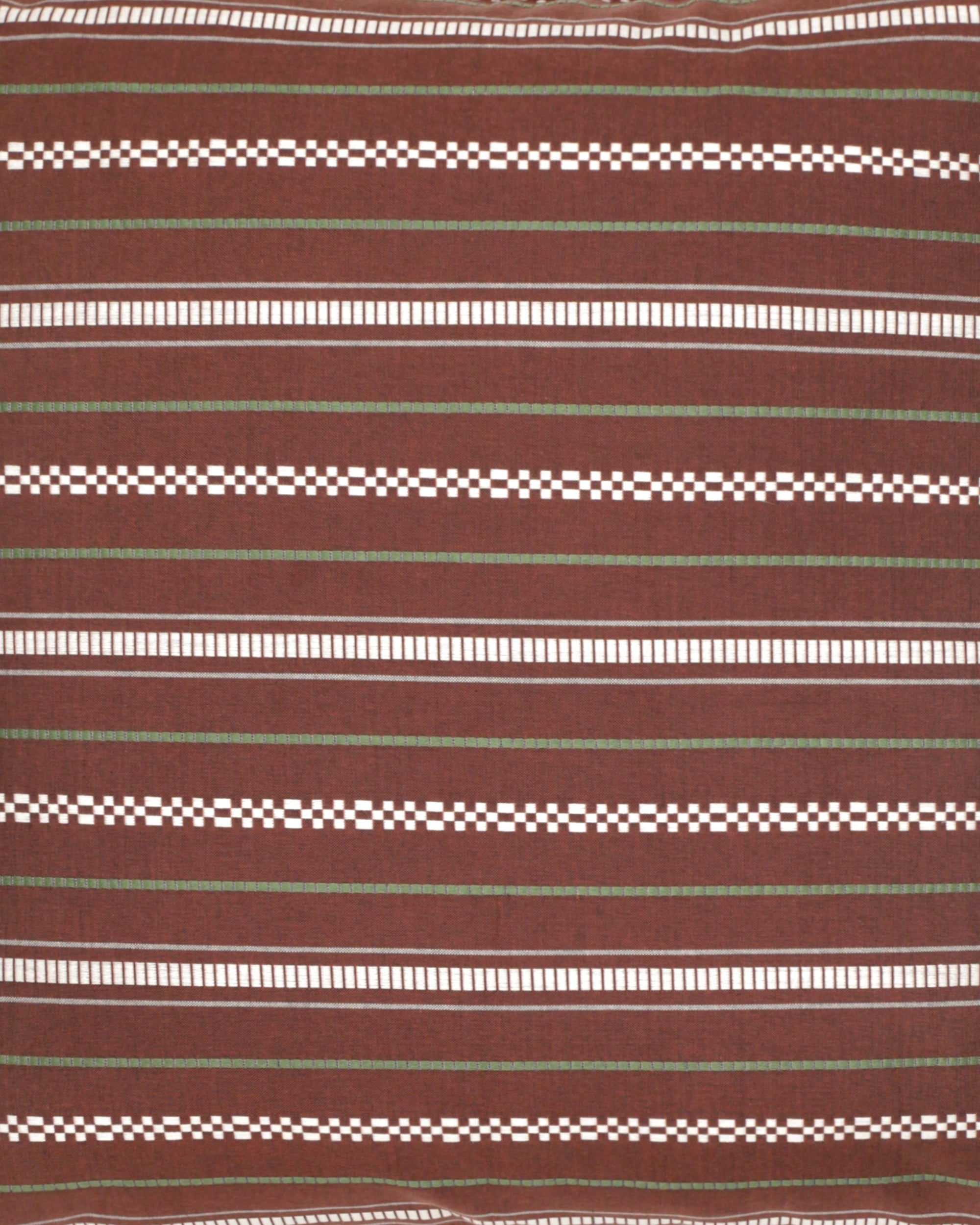 Woven Horizontal Stripe Square Cushion - Russet Red