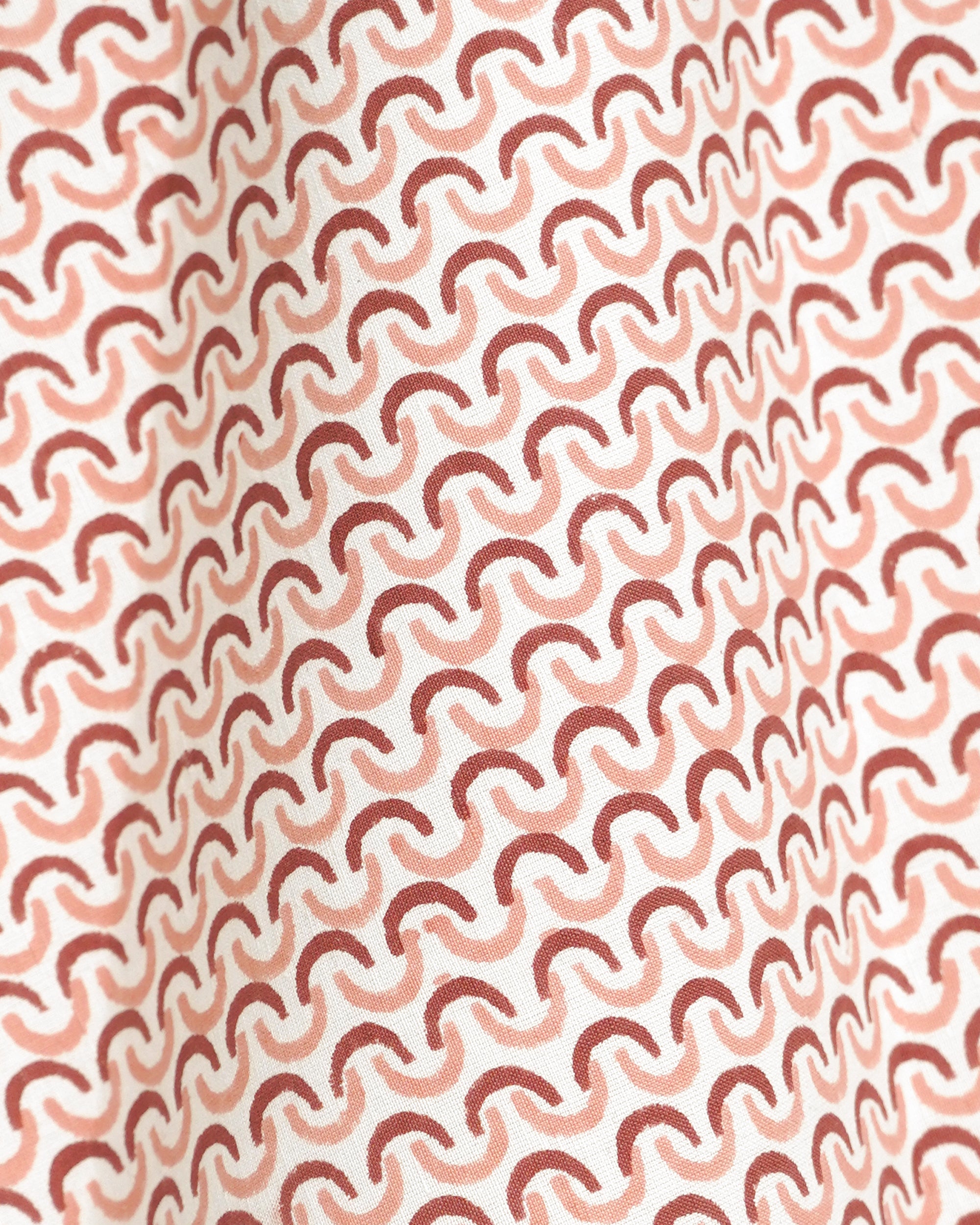 Close up detail image of the pink teja block print scalloped lampshade