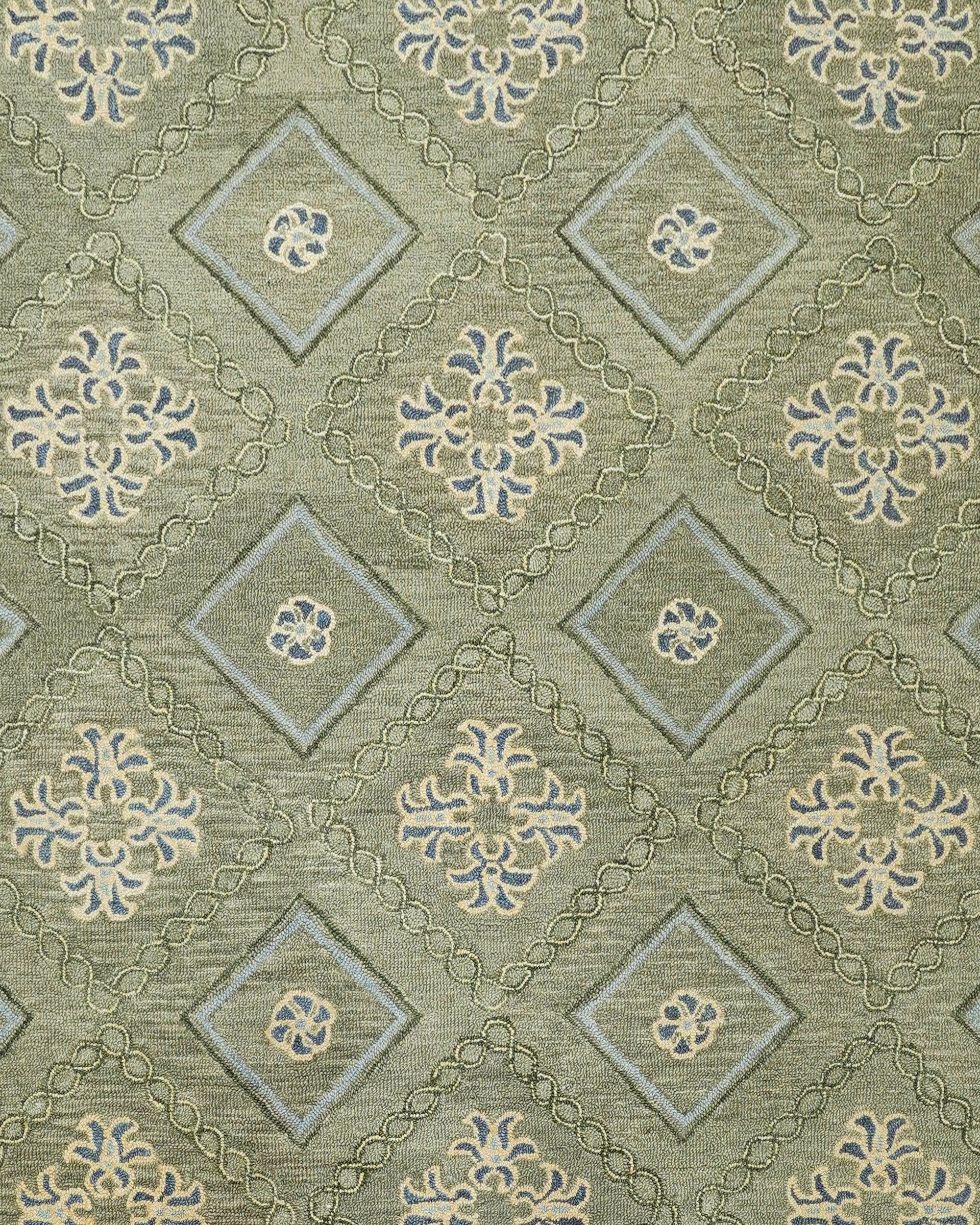 Varuna Handwoven Trellis Wool Rug - Green