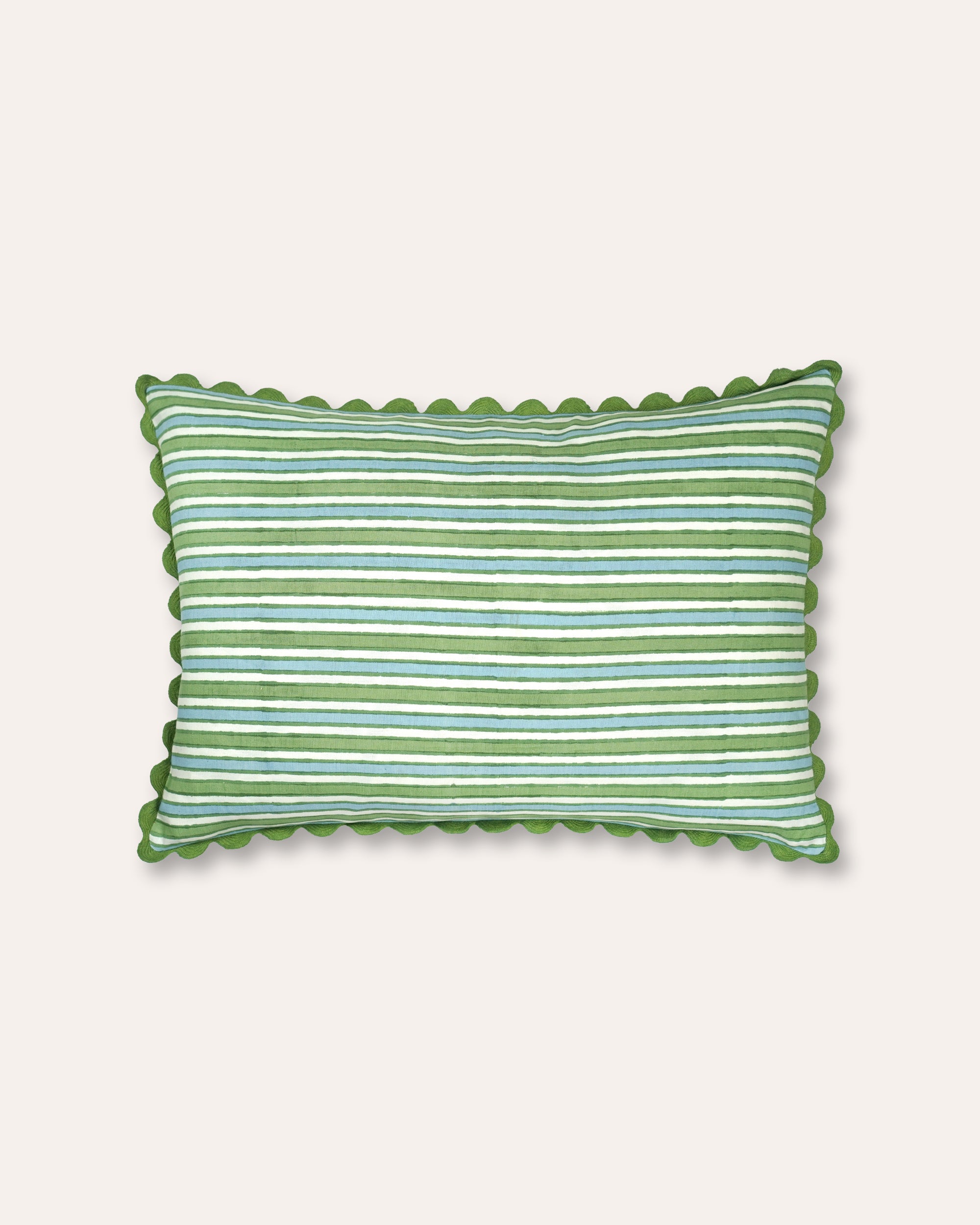 Garden Stripe Cushion - Green & Blue