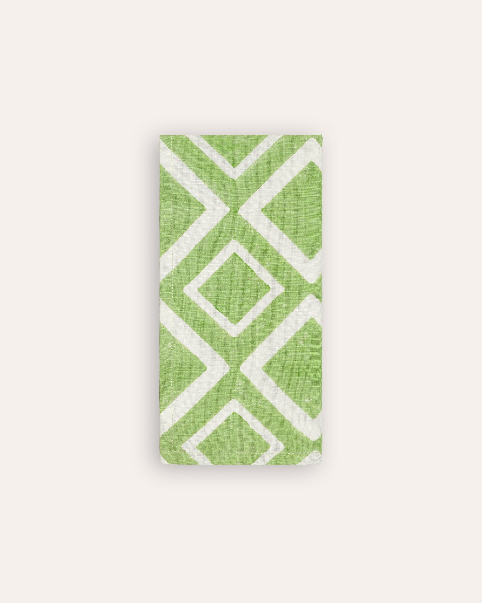 Set of 4 Aakaar Rhombus Cotton / Linen Napkins - Green