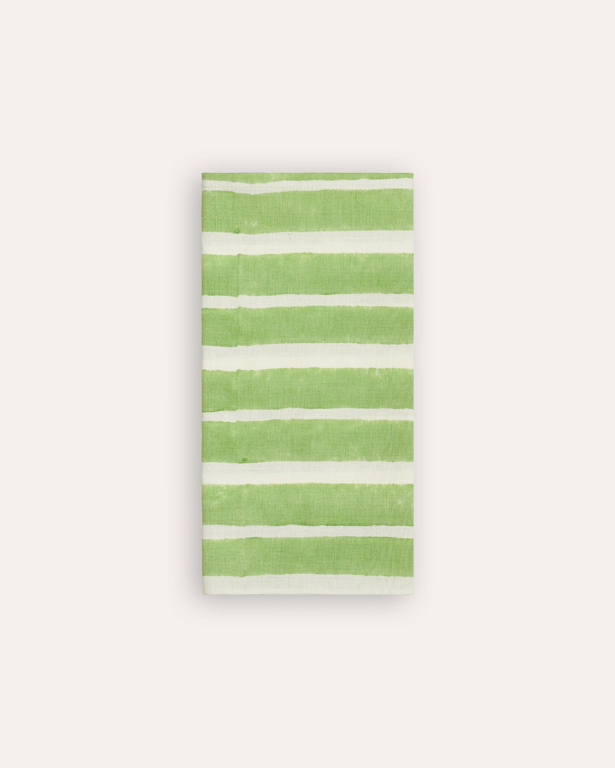 Set of 4 Aakaar Stripe Cotton / Linen Napkins - Green