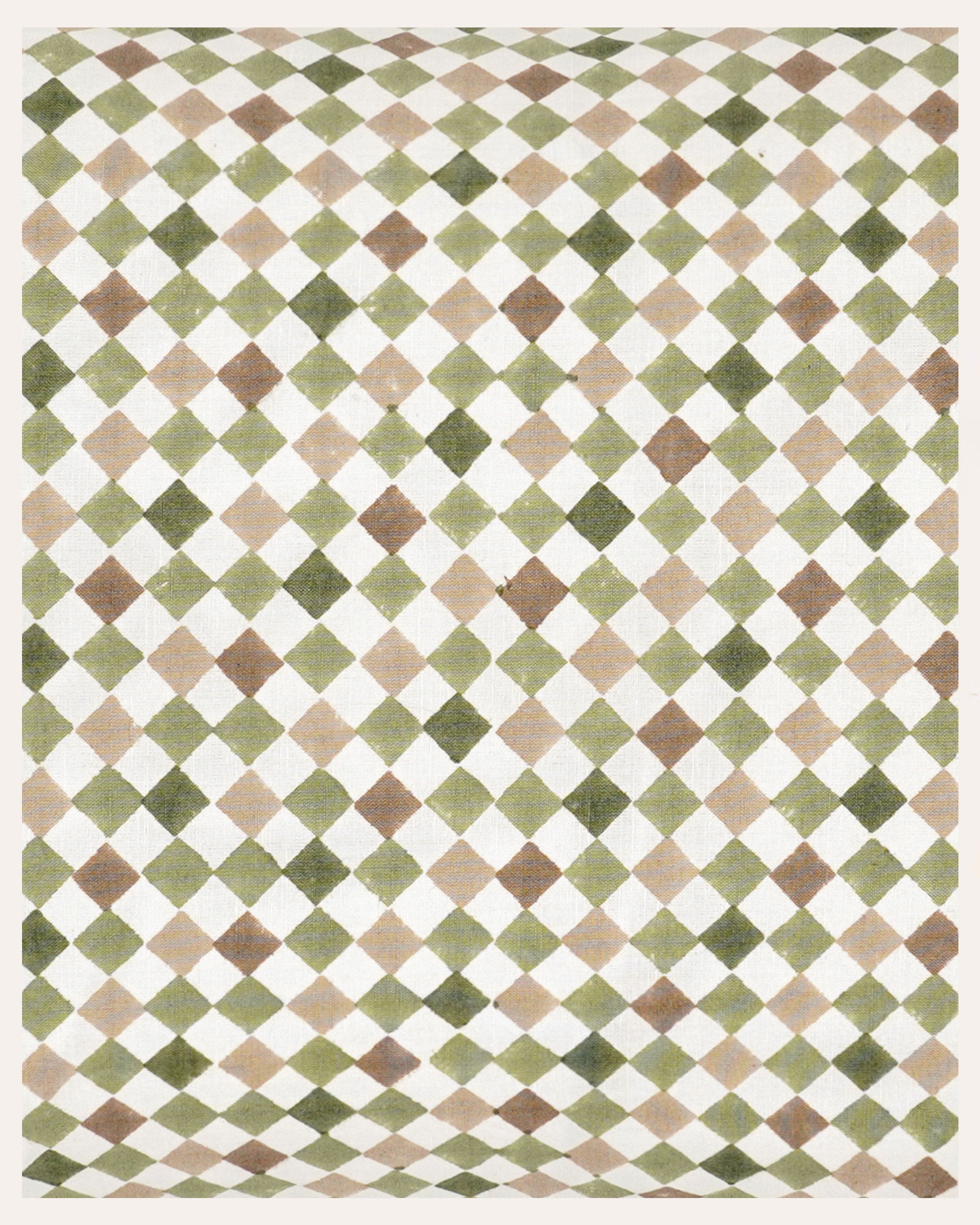 Azulejo Rectangular Block Print Cushion - Green