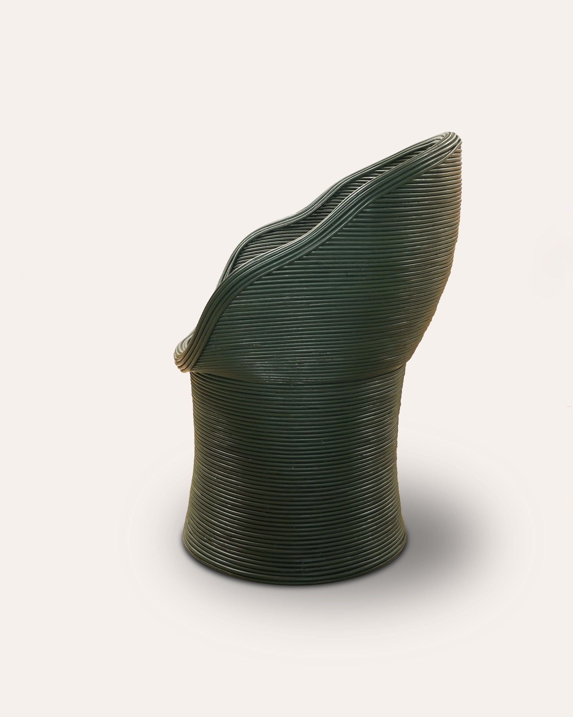 Painted Rattan Bowl Chair - Dark Green