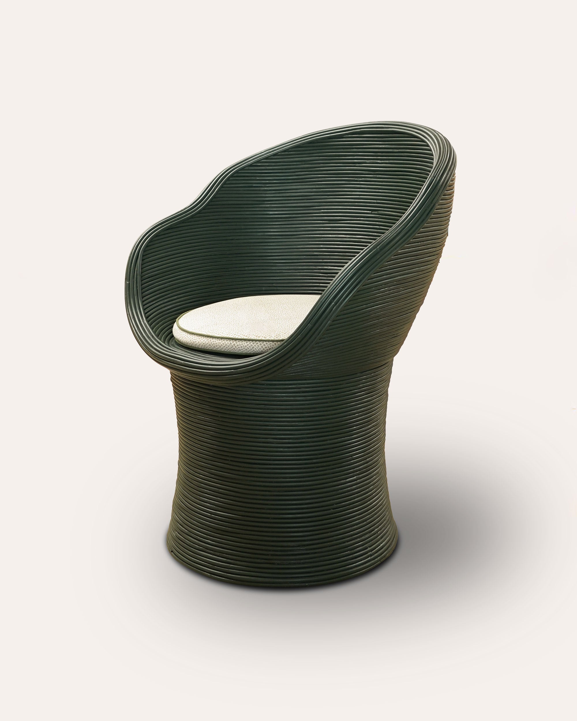 Painted Rattan Bowl Chair - Dark Green