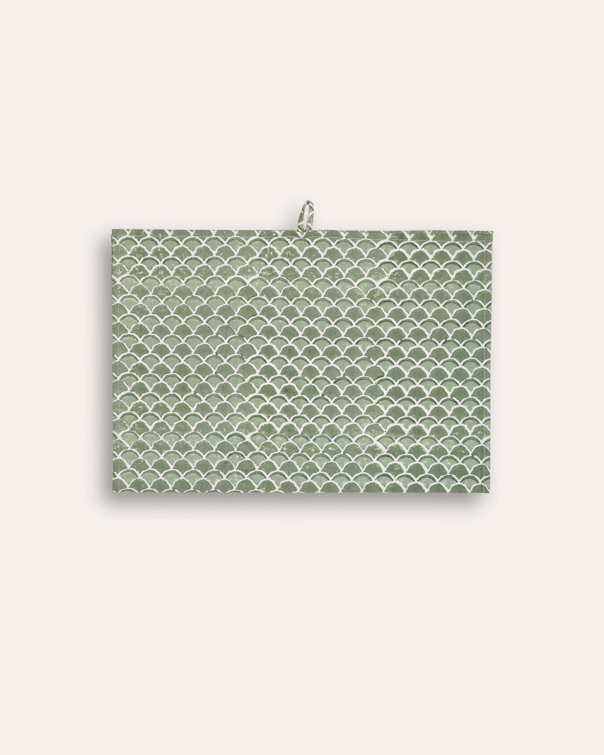 Scallop Print Tea Towel - Green