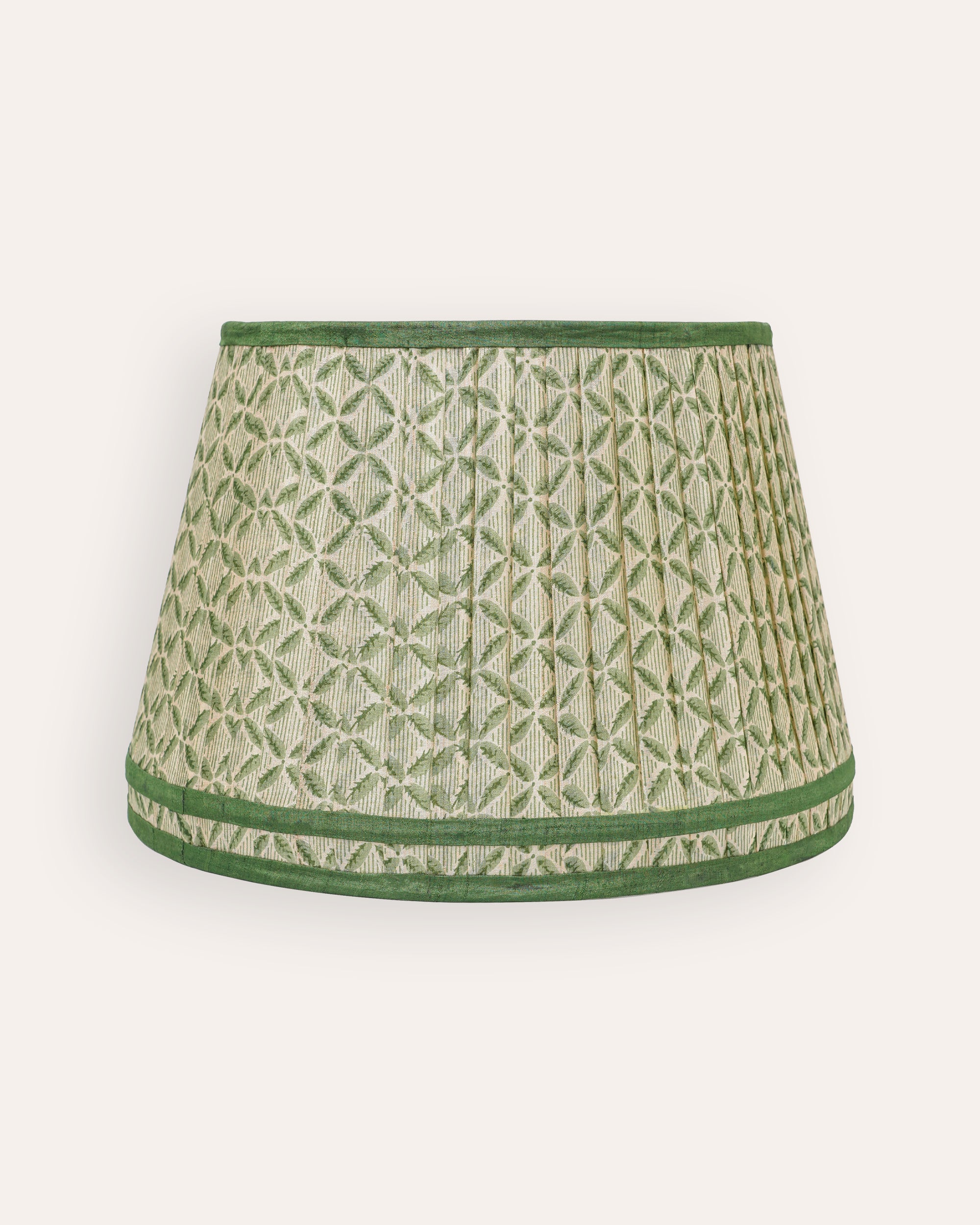 Trellis Pleated Silk Double Band Lampshade - Green