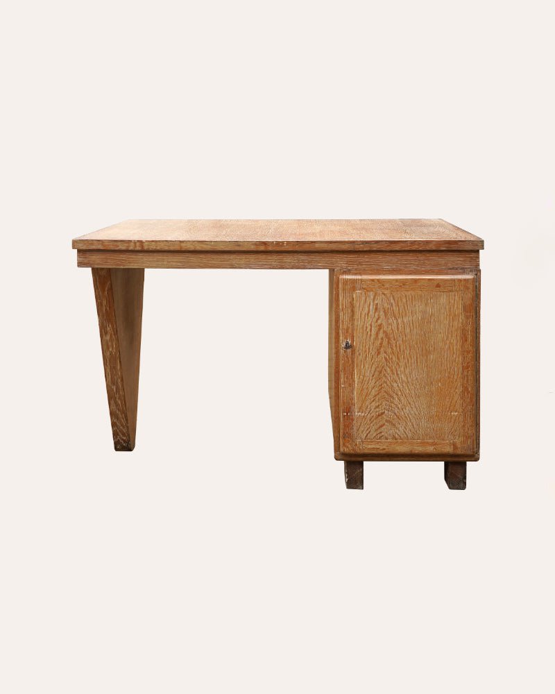 French Freestanding Oak Desk, c1950