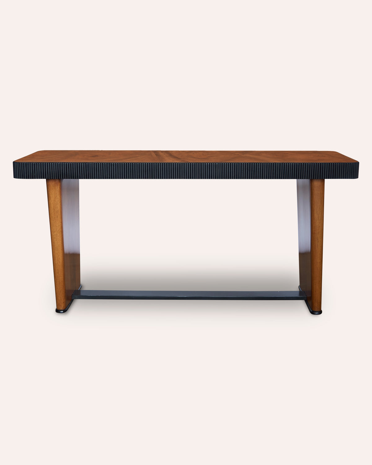 Italian mid Century walnut and ebonised console table