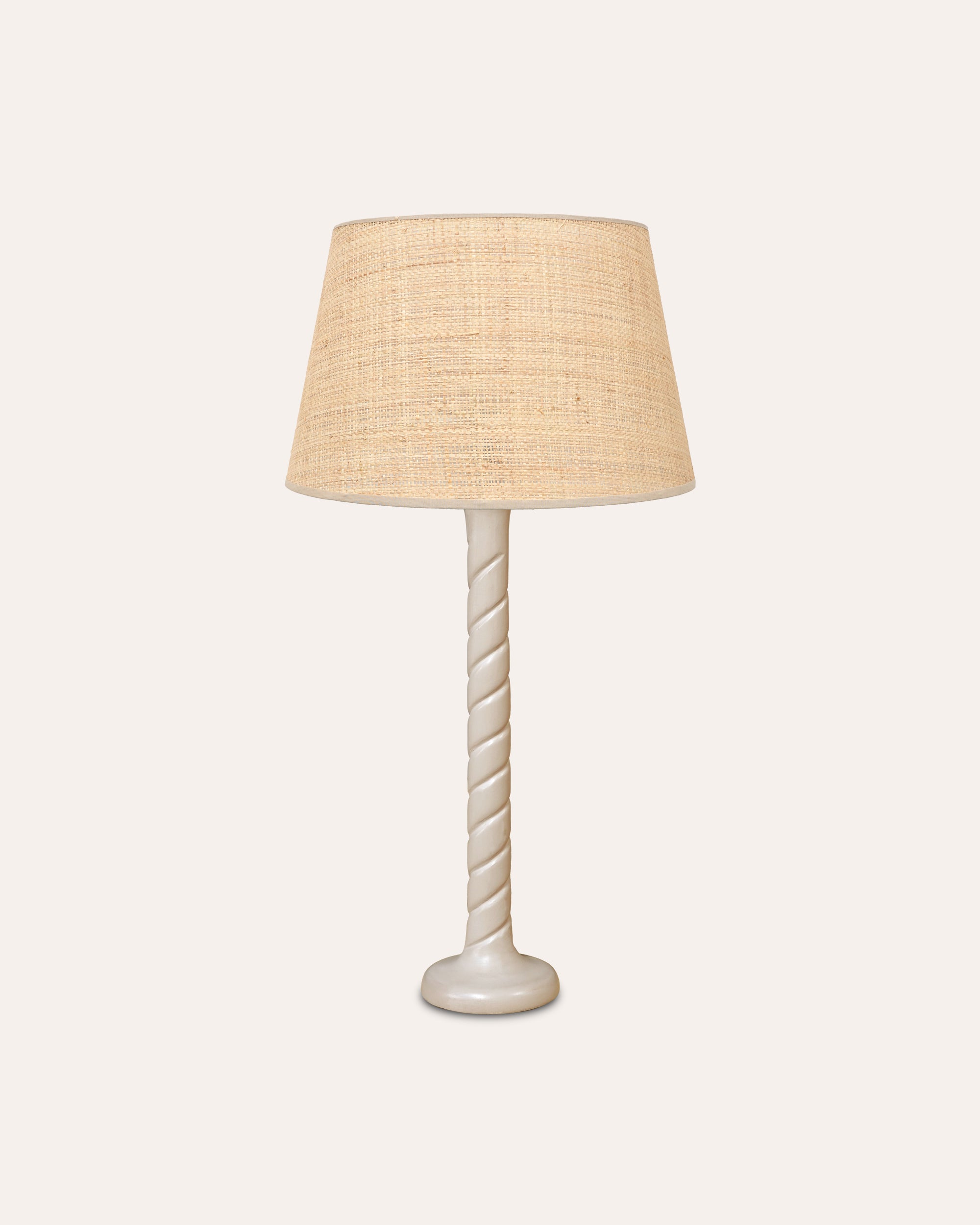 Large Twisted Wooden Table Lamp - Taupe