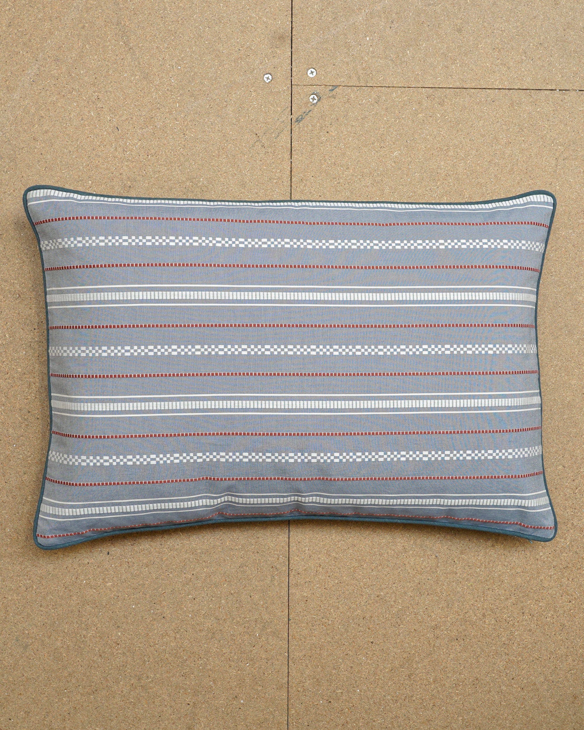 Woven Horizontal Stripe Rectangular Cushion - Blue