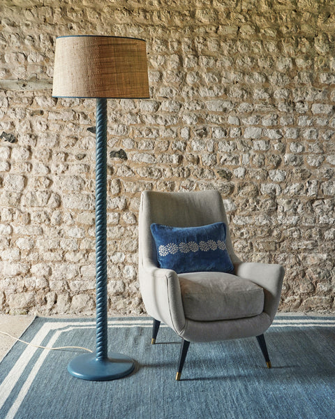 Olika FLOOR LAMP BRID ブルー Twisted Wooden Floor Lamp - Blue – Birdie Fortescue