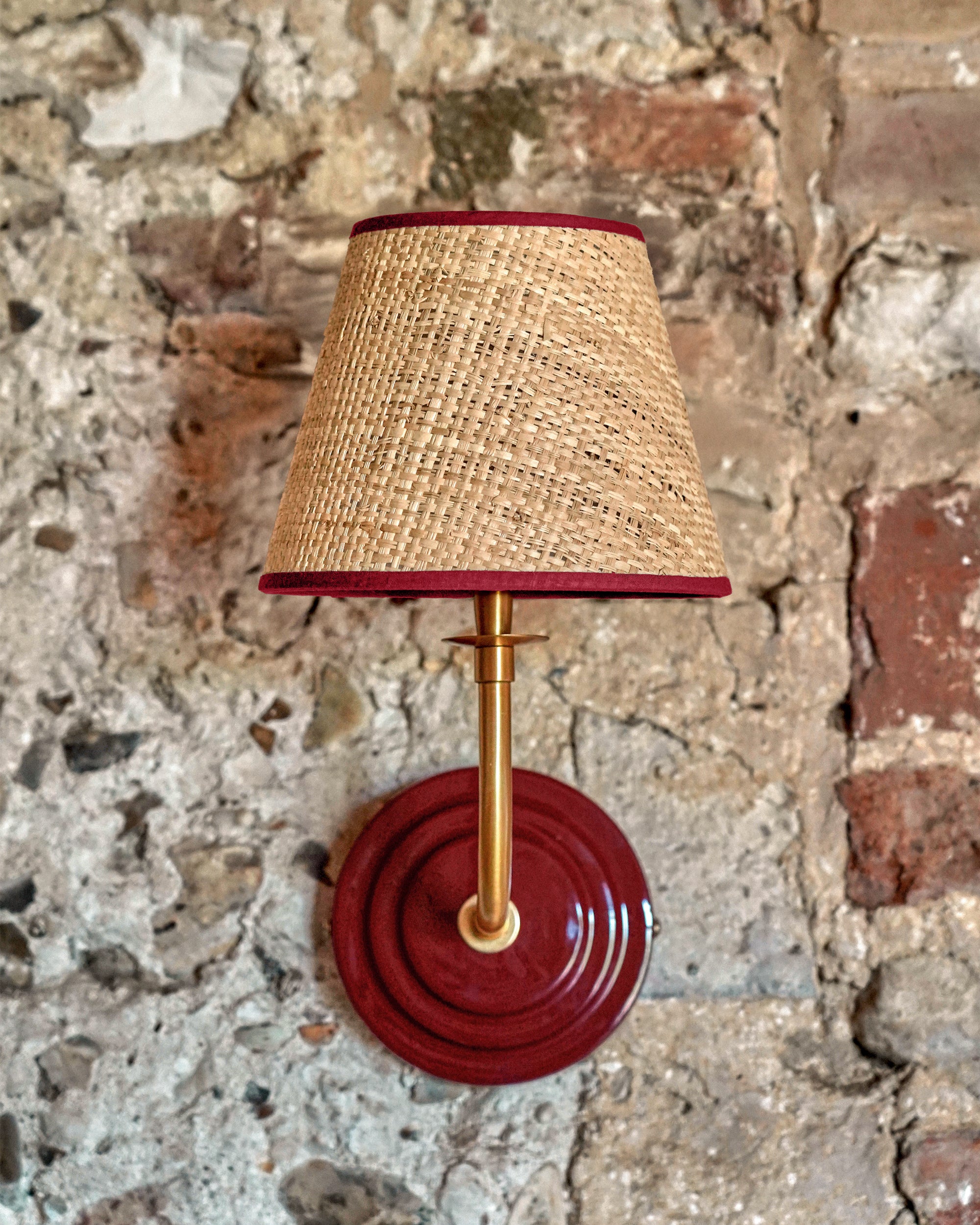 18cm Seema Raffia Candle Lampshade - Red