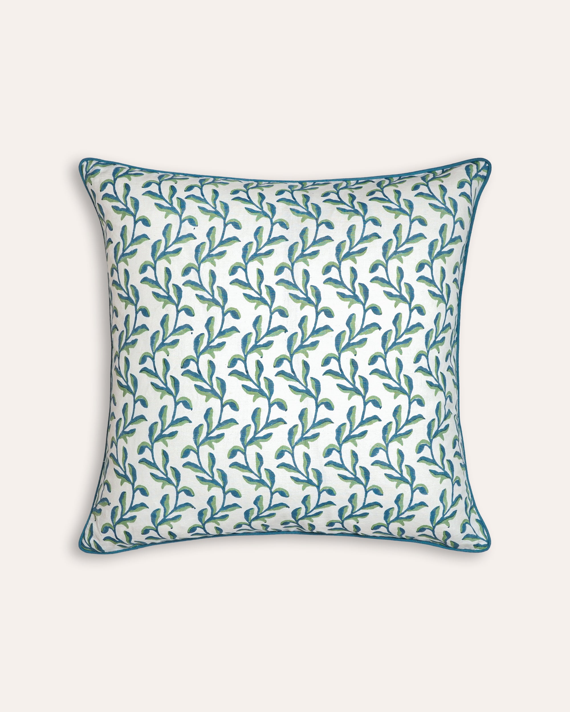 Green and blue floral trail print Mariana square cushion - Birdie Fortescue soft furnishing