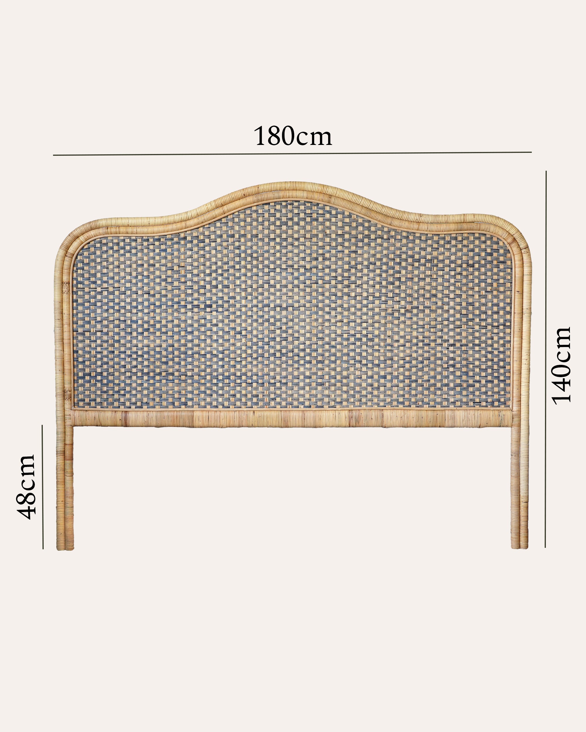 Super King Rattan Headboard - Blue