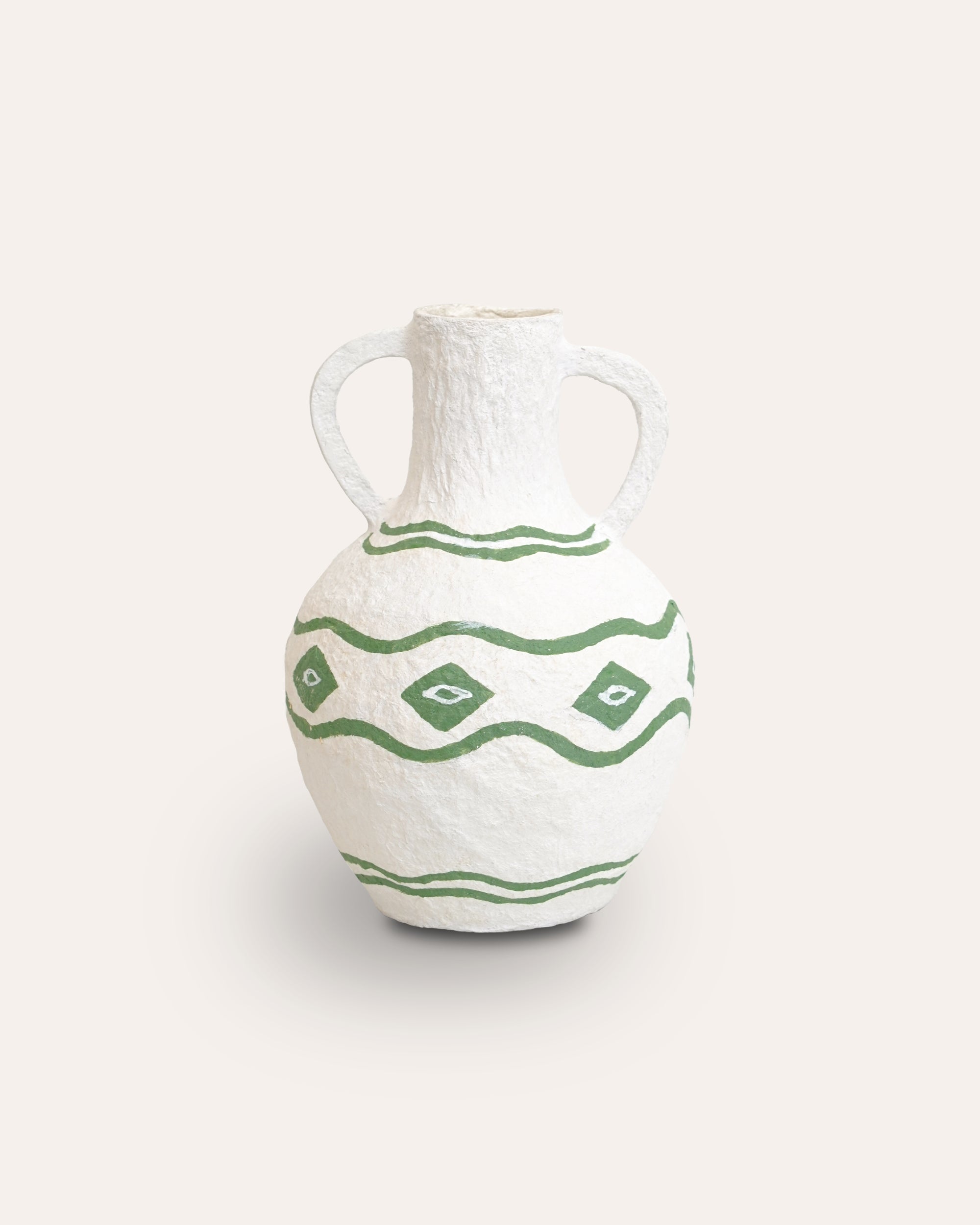 Pentola Cotton Maché Vase - Medium Green