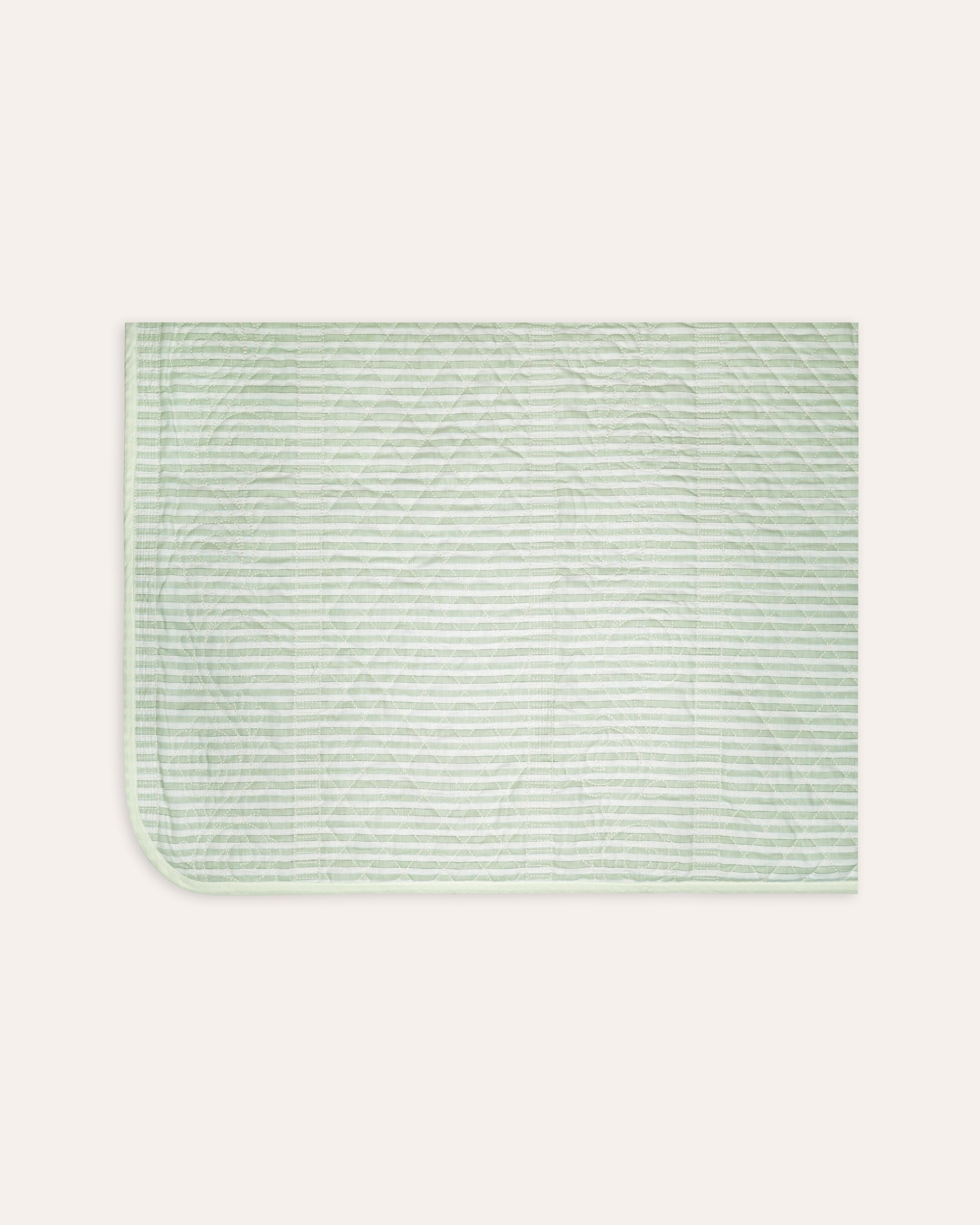 Rectangular bedspread with striped pattern on a white background