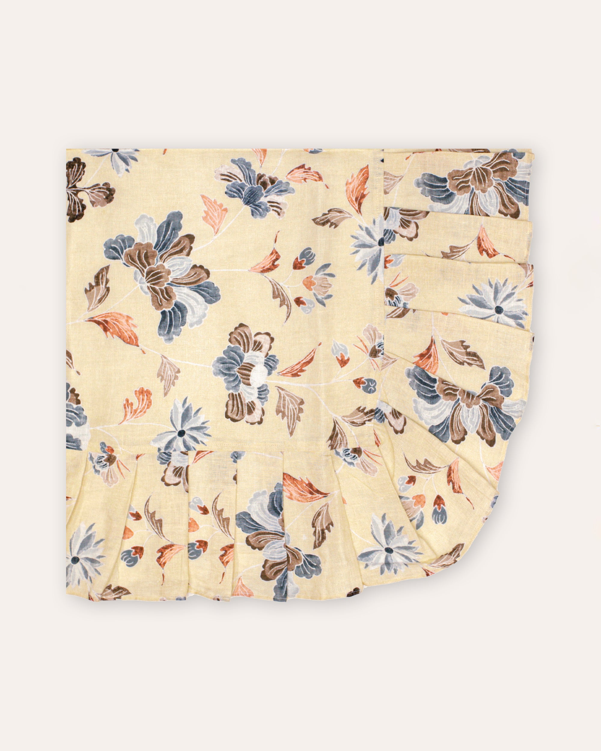 Peony Tablecloth - Blue & Rust Brown