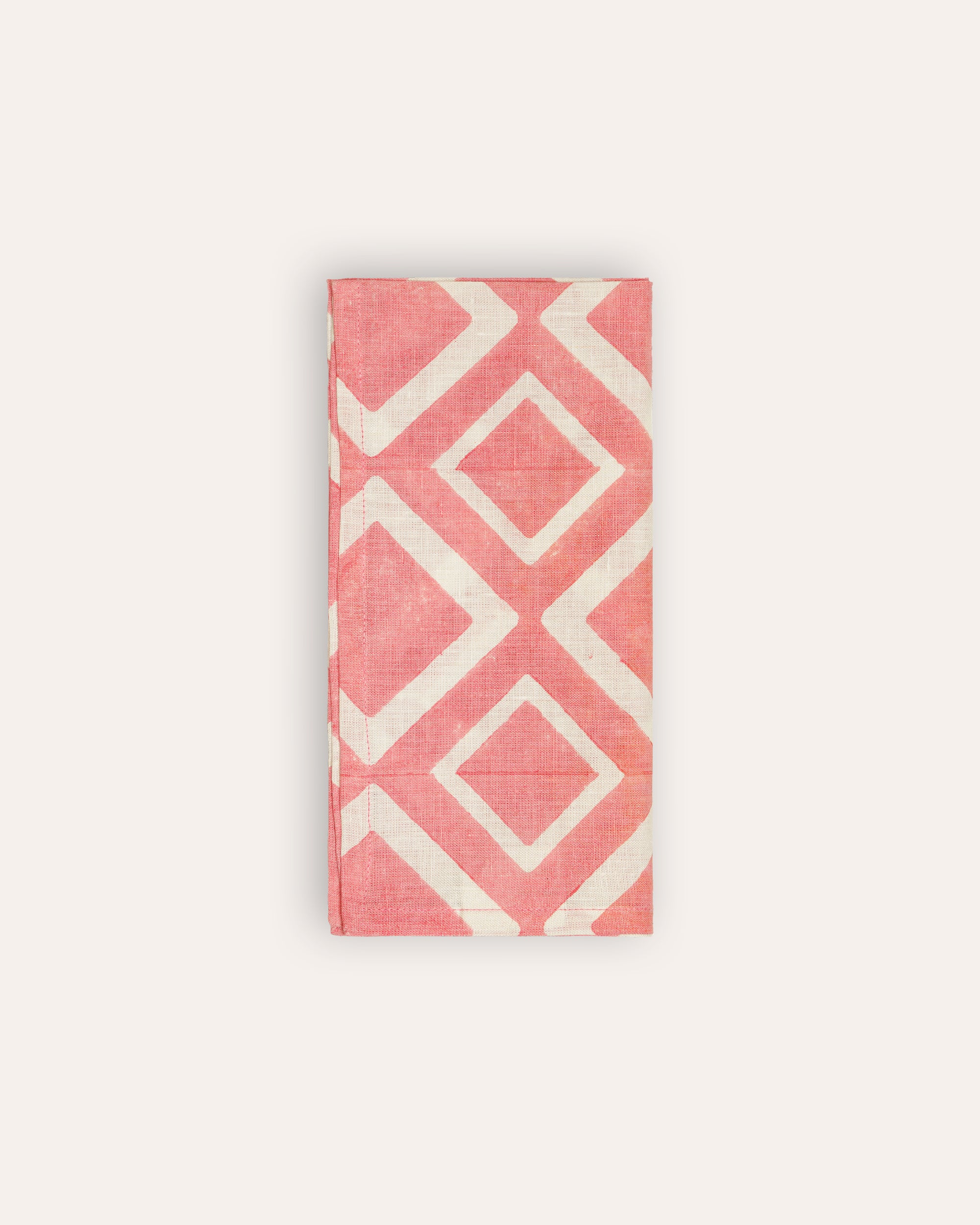 Set of 4 Aakaar Rhombus Linen Napkins - Pink