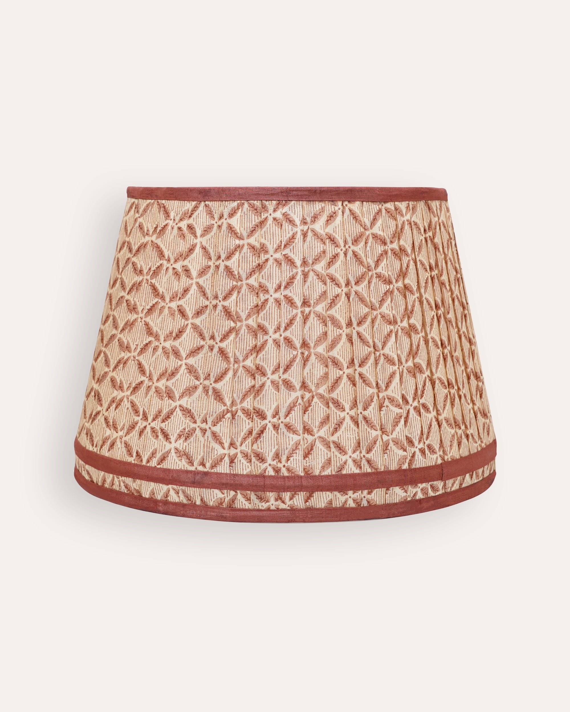 Trellis Pleated Silk Double Band Lampshade - Pink