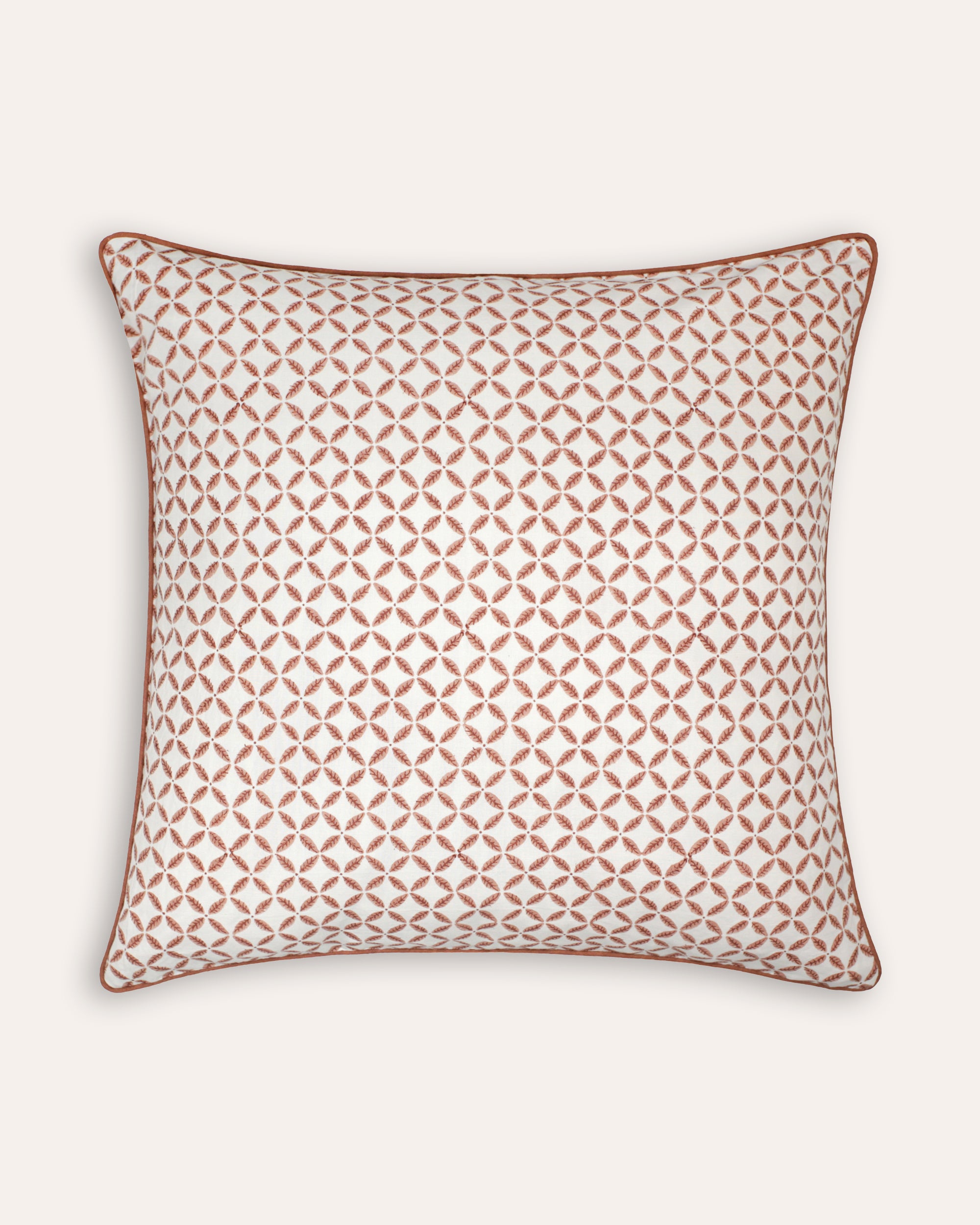 Pink square geometric trellis embelished cushion - Birdie Fortescue soft furnishings