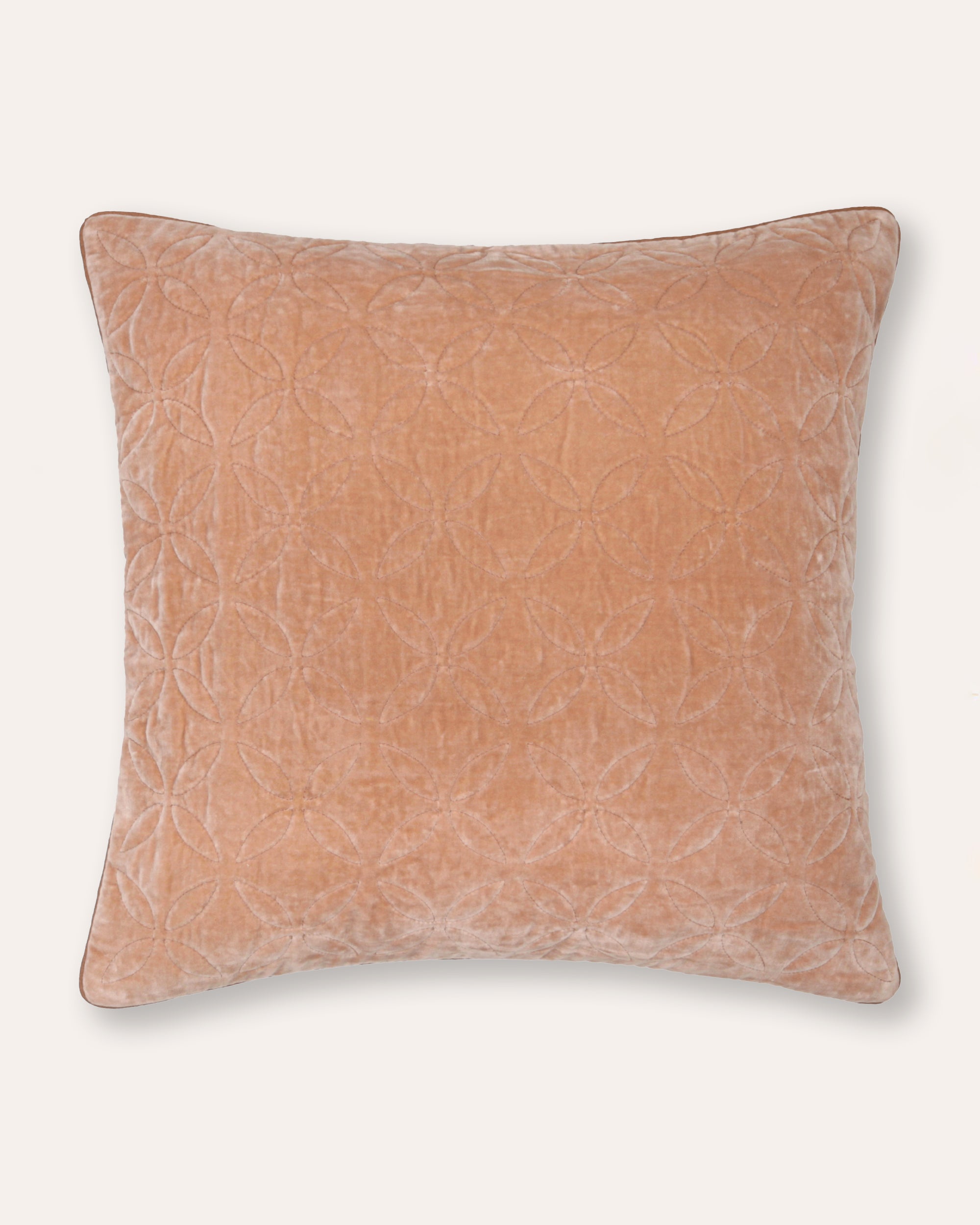 Square Embroidered Velvet Trellis Cushion - Pink