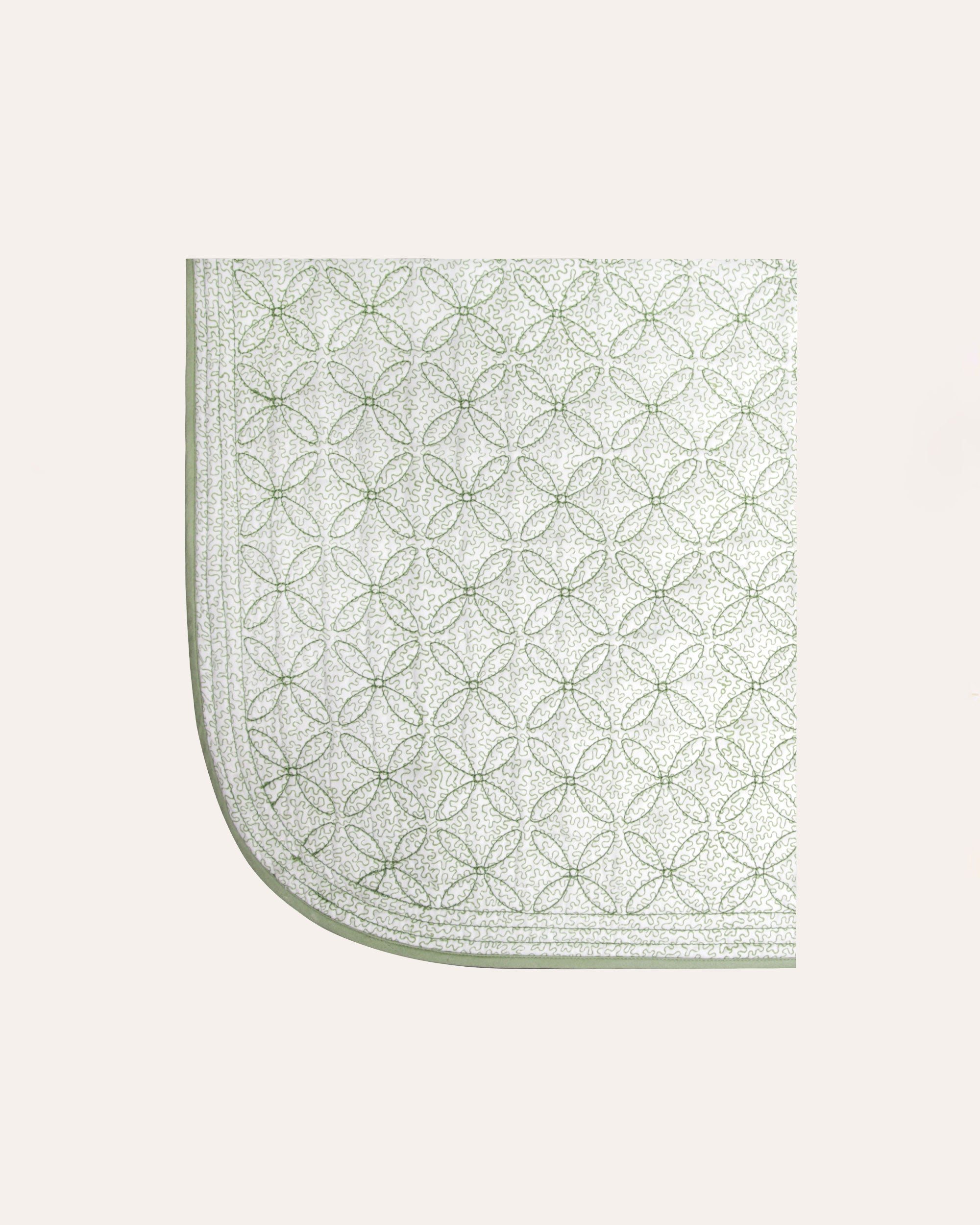 Trellis Embroidered Bedspread - Green