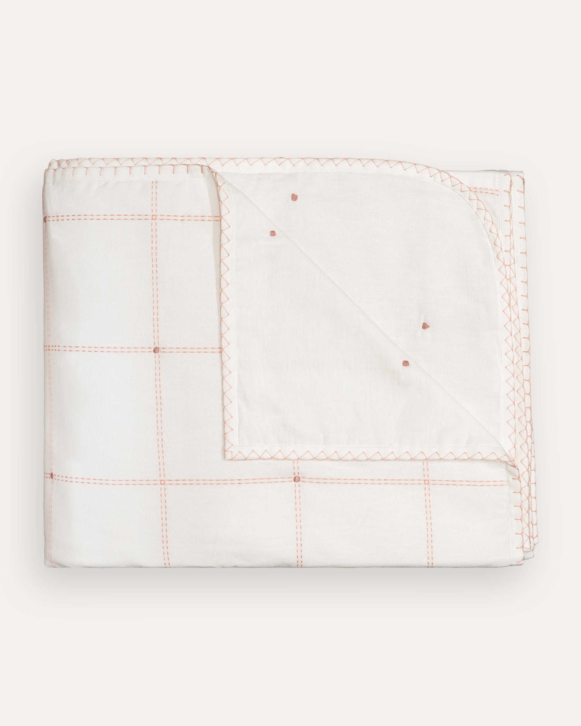 Quilted Squares Bedspread - Pink
