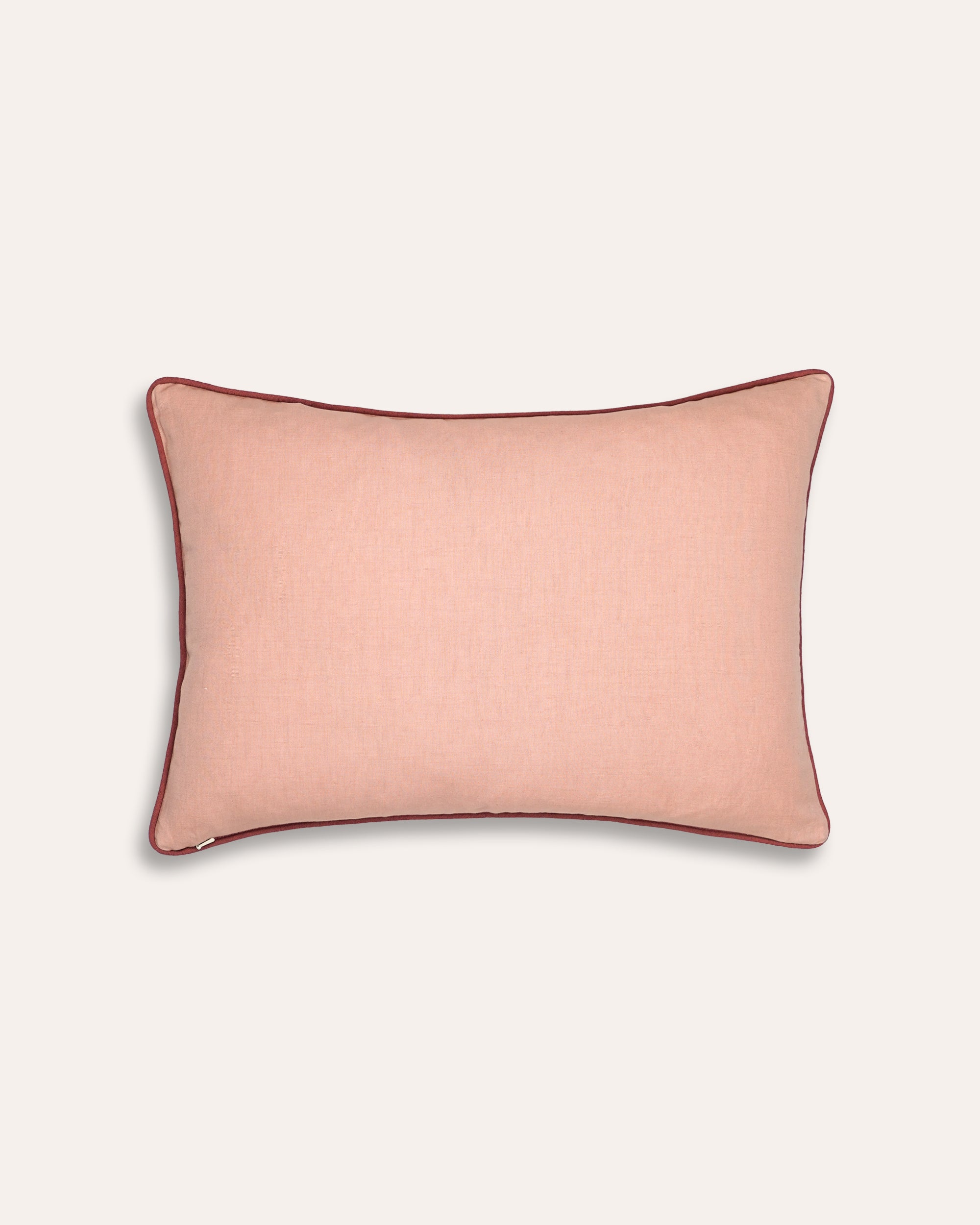 Pink rectangular embroidered cushion back