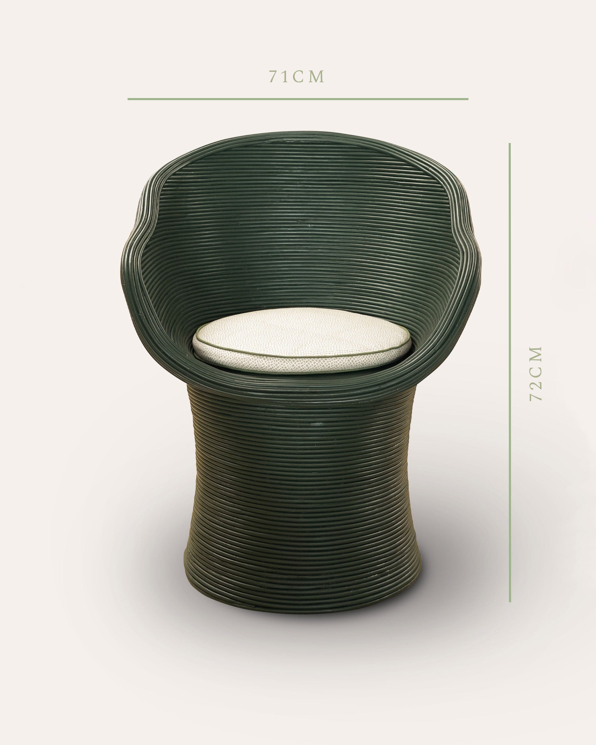 Painted Rattan Bowl Chair - Dark Green