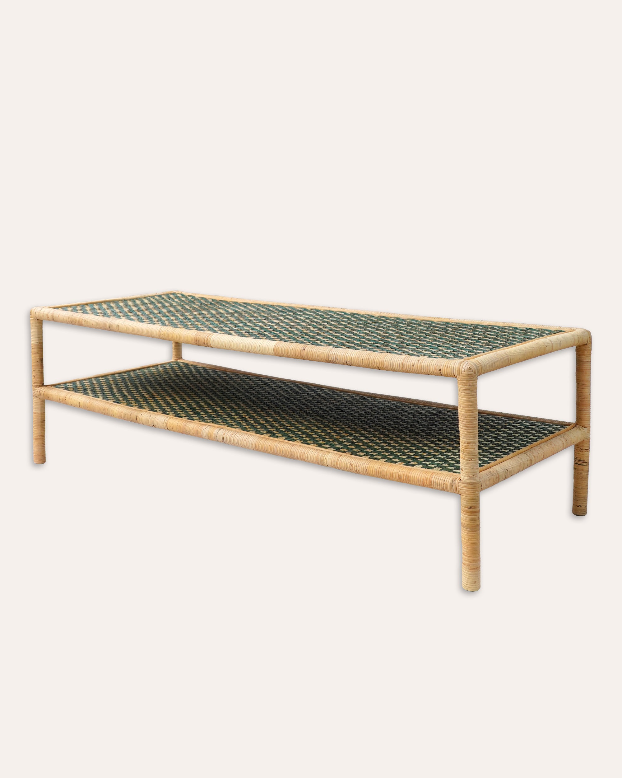 Rattan Ottoman – Green & Natural