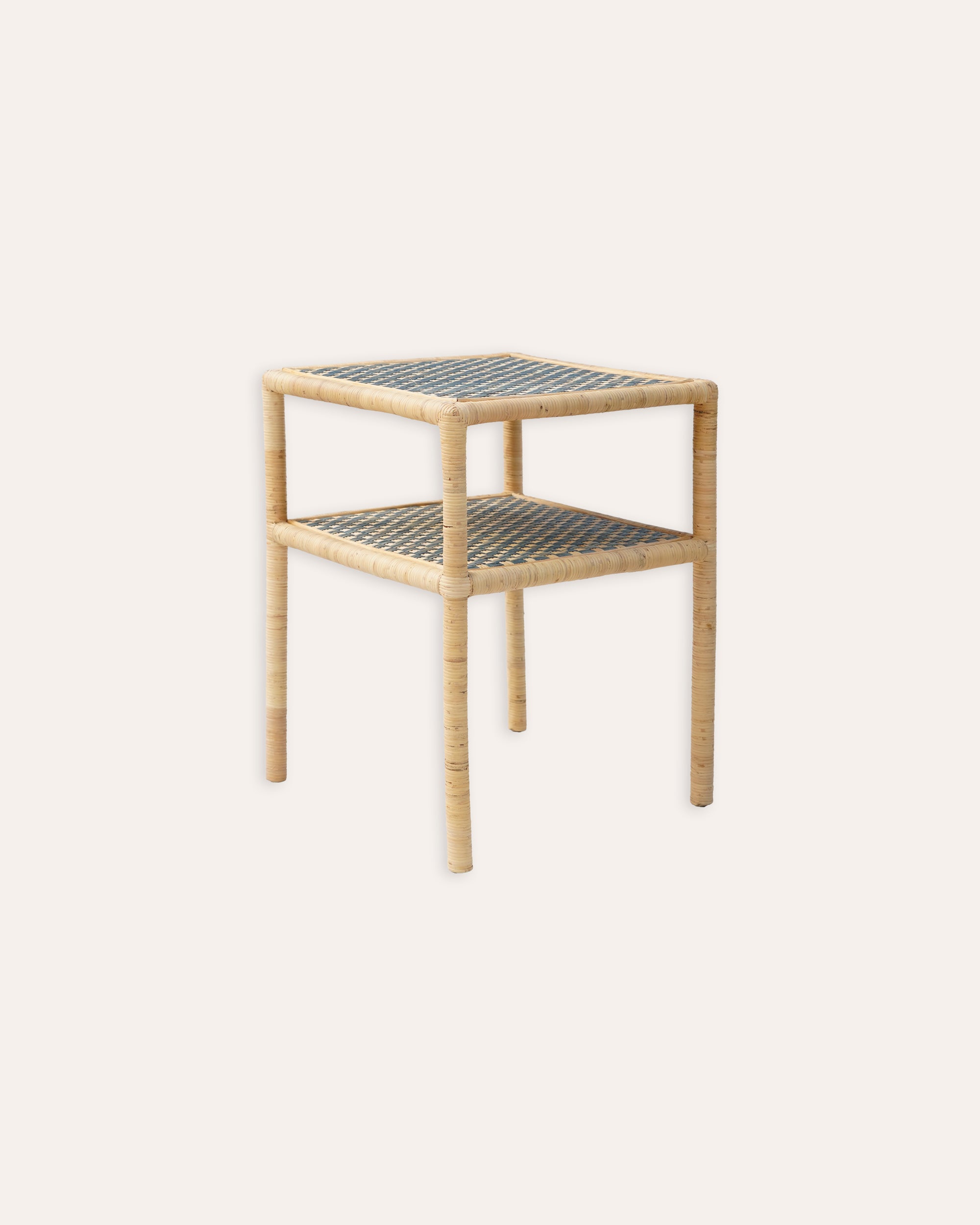 Blue Rattan Side Table - Birdie Fortescue Furniture