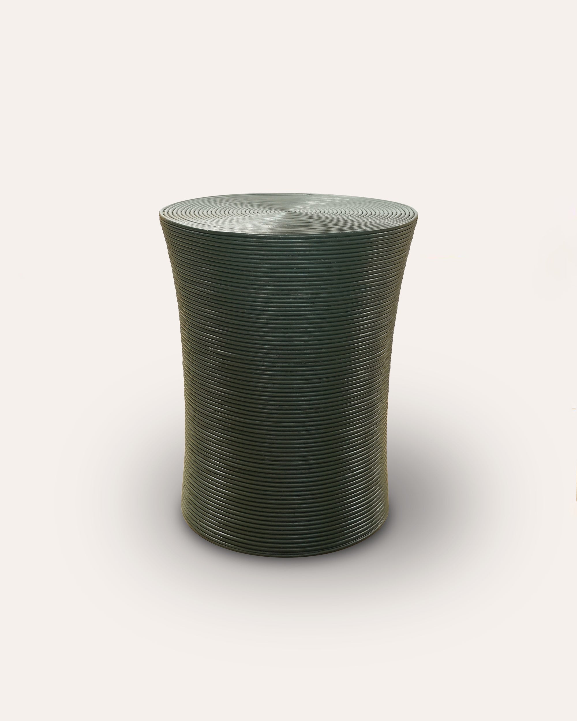 Painted Rattan Side Table - Dark Green