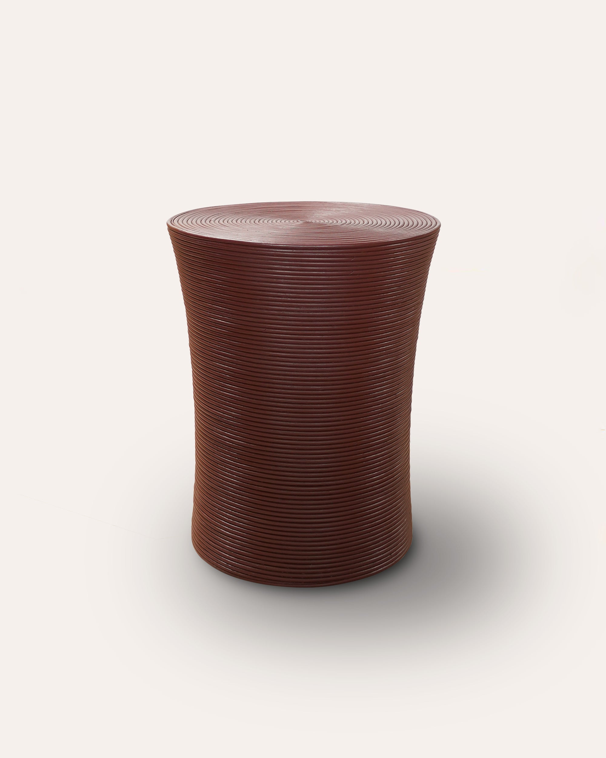 Painted Rattan Side Table - Dark Red