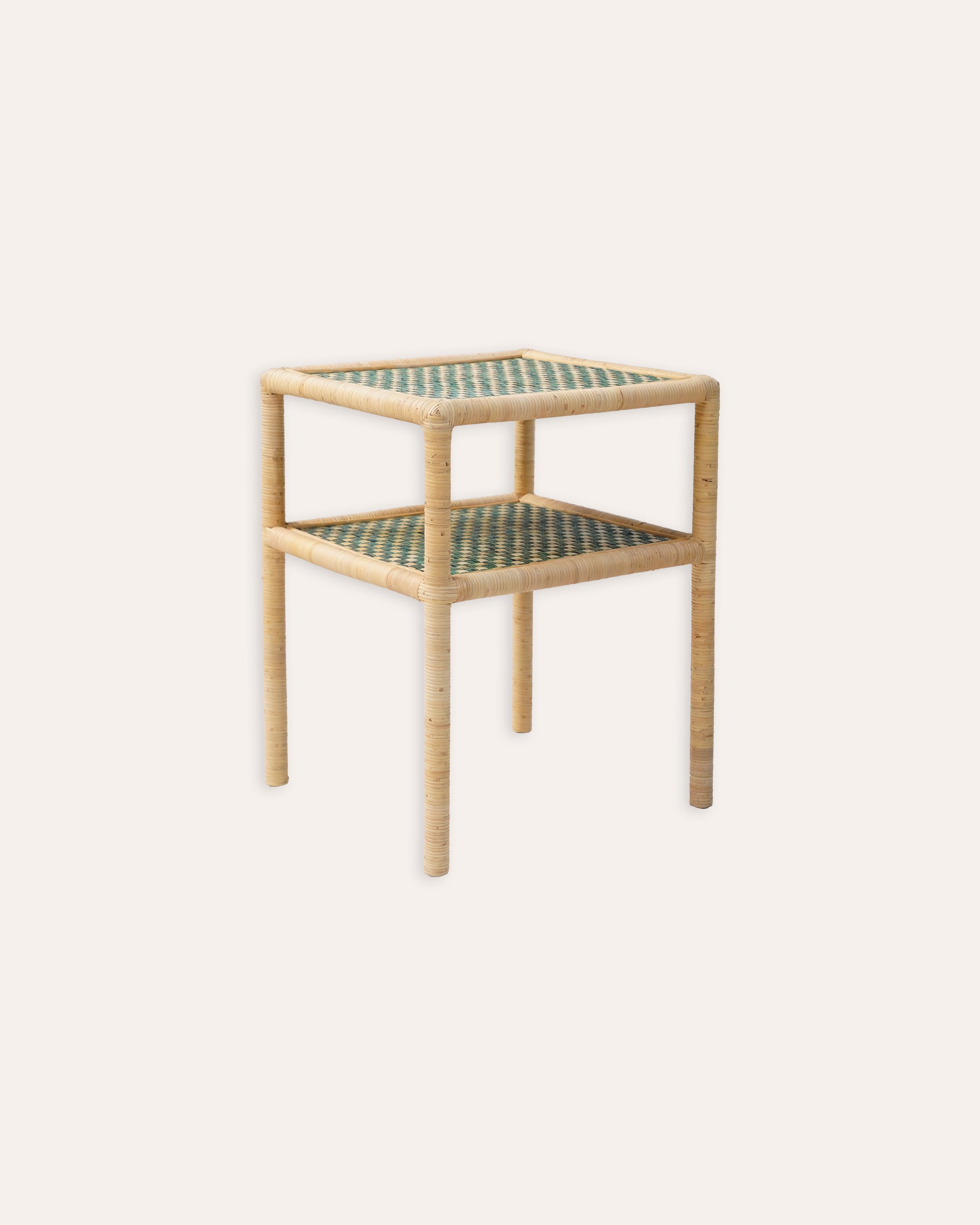 Green Rattan Side Table - Birdie Fortescue soft furnishings