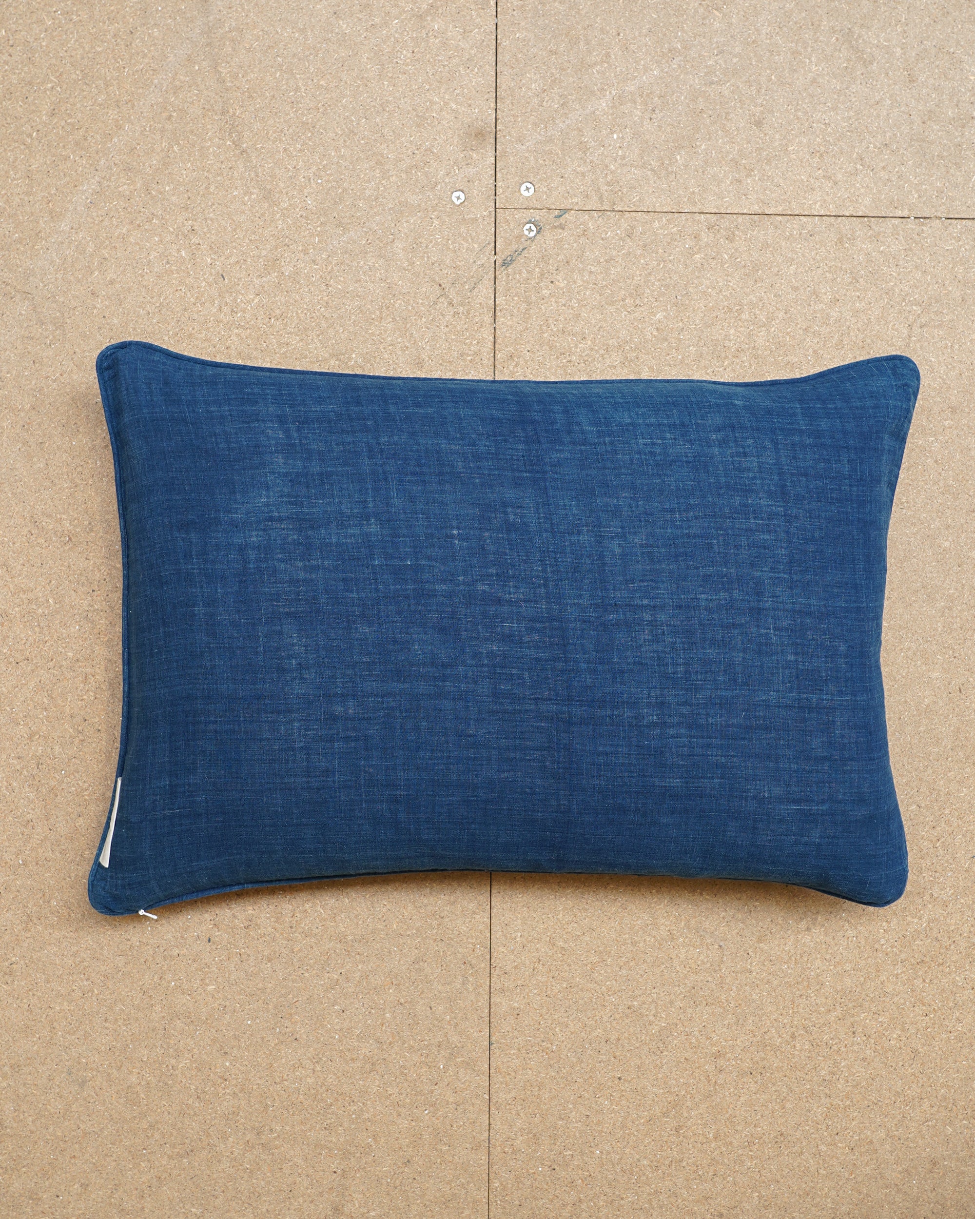 Limited Edition Indigo Large Check Cushion - Rectangle