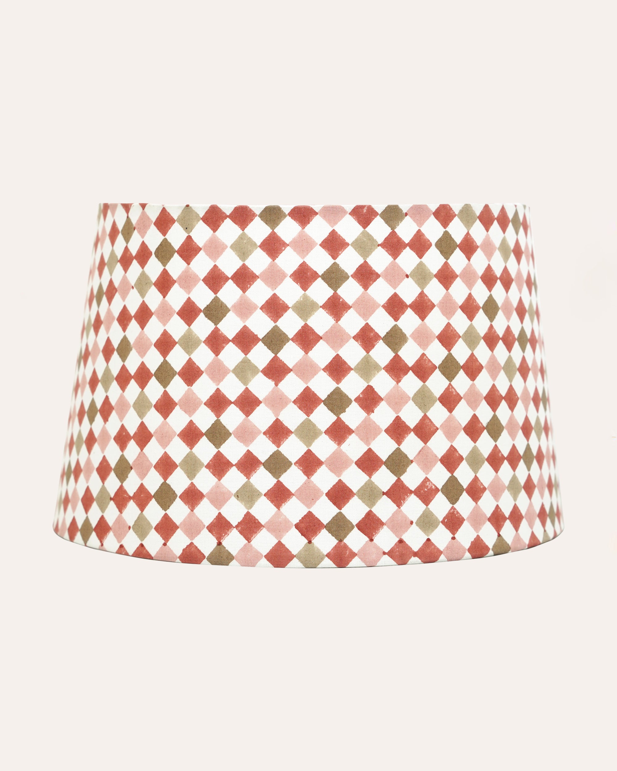 Azulejo Block Print Lampshade - Red and Taupe