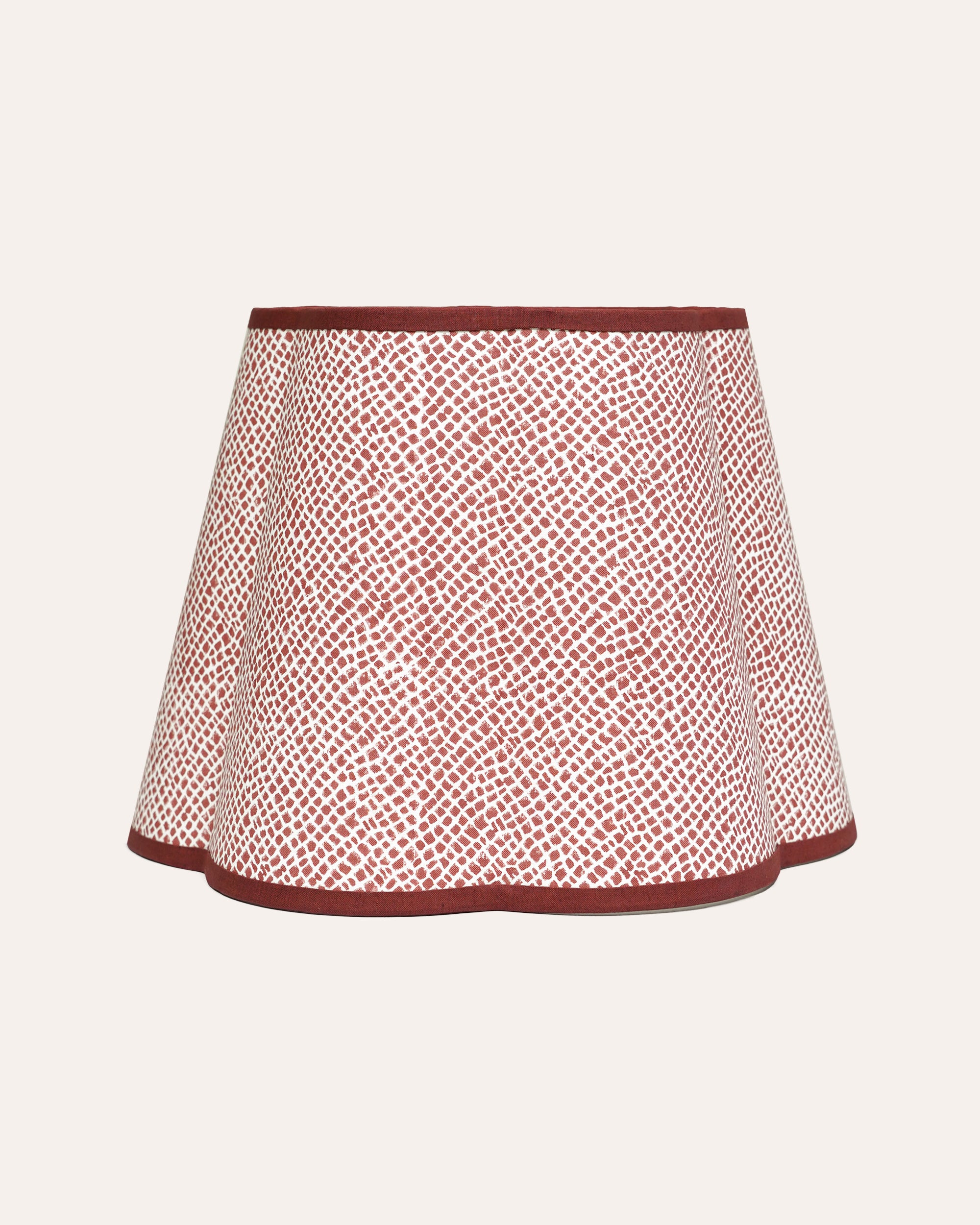 Calcada Tile Print Scalloped Lampshade - Red