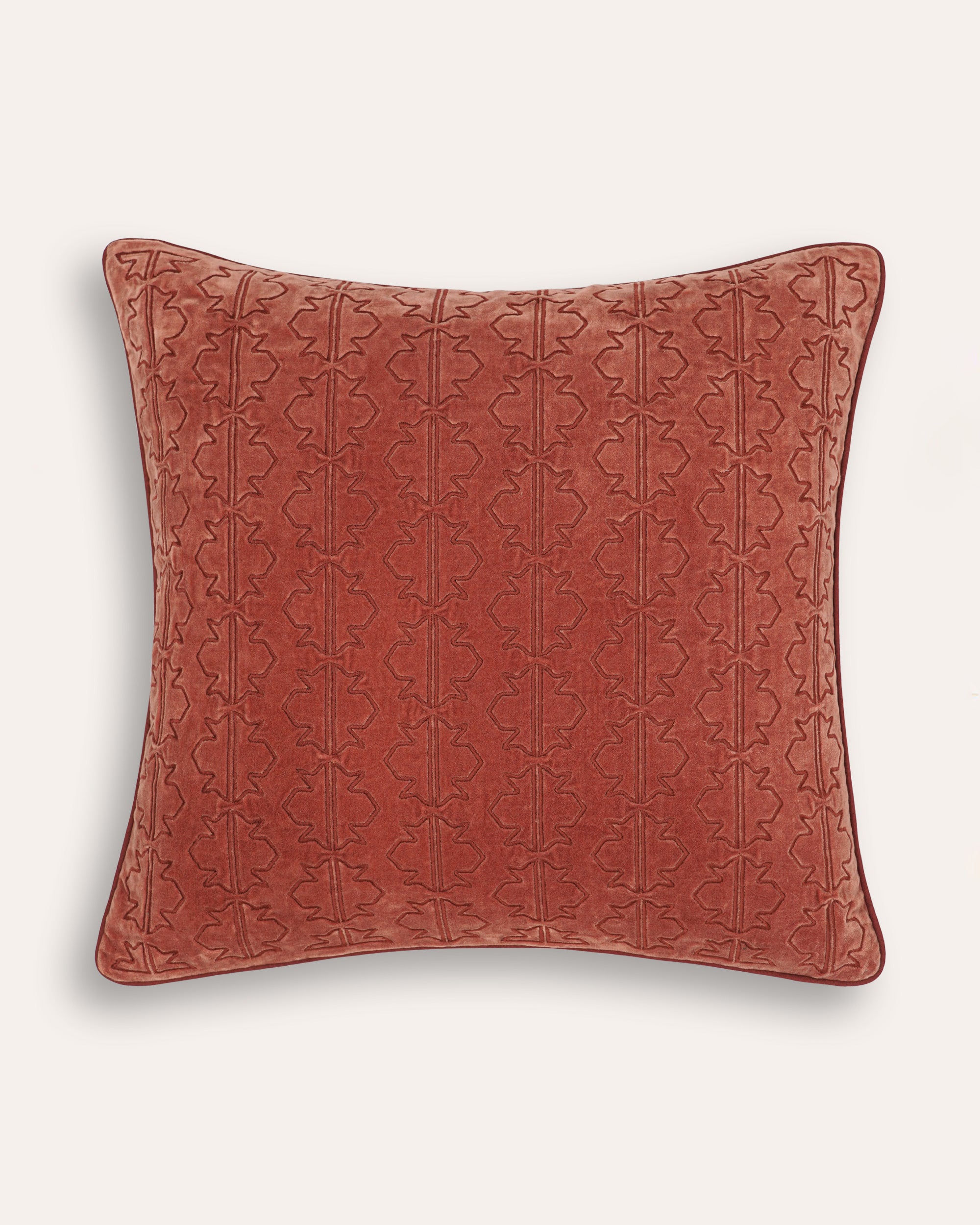 Embroidered Sintra Velvet Cushion - Red