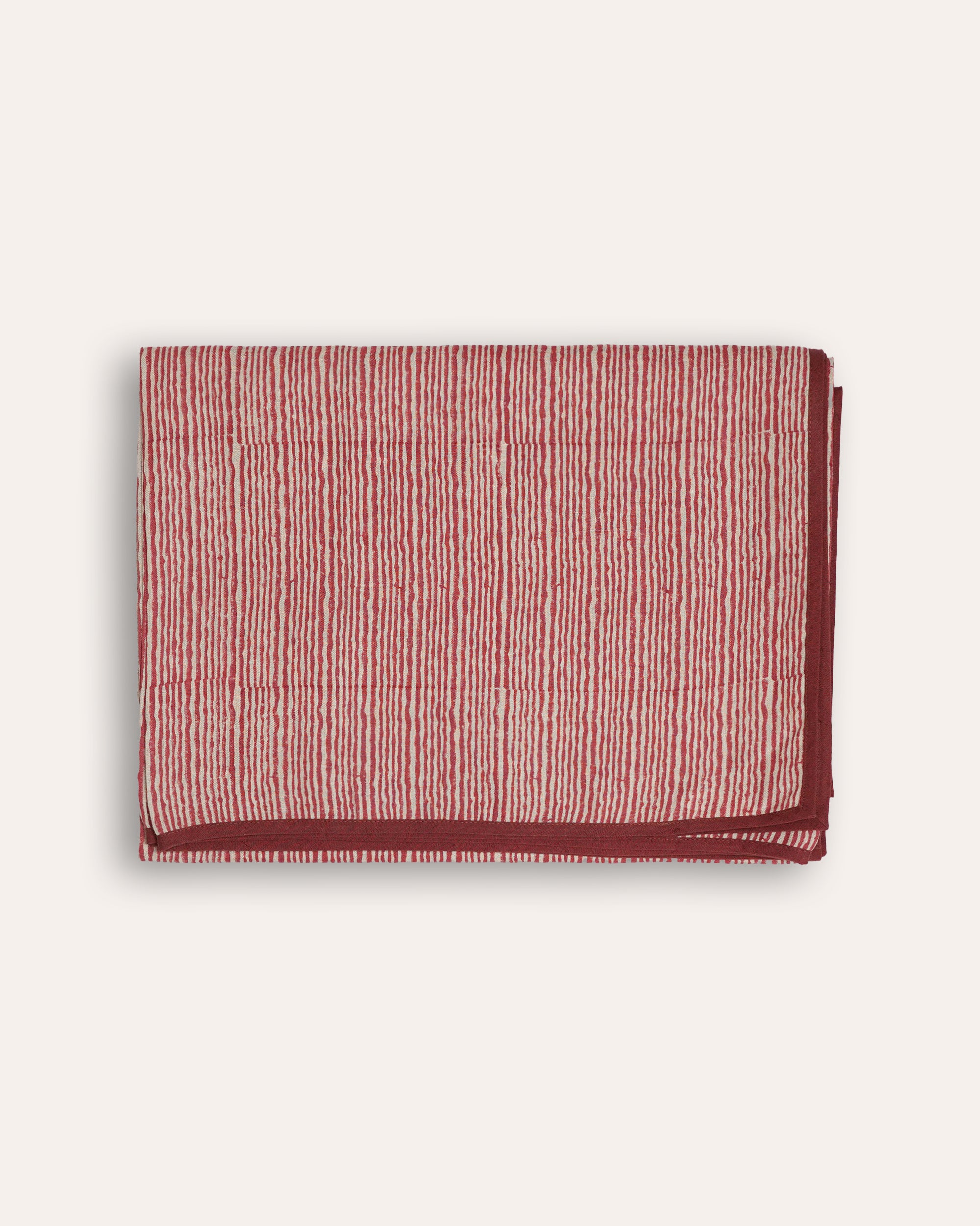 Pratham Striped Linen Tablecloth - Red