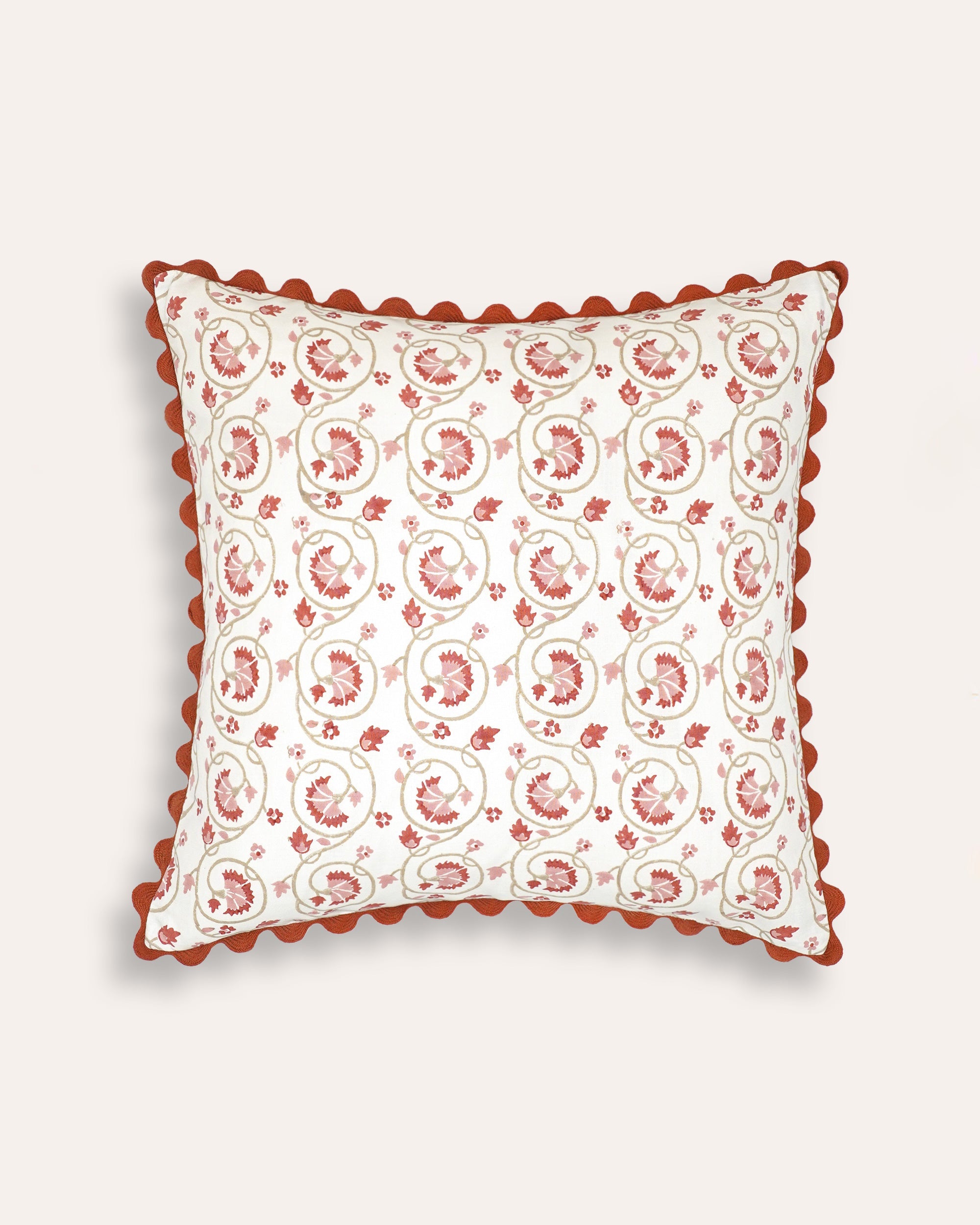 Santa Maria Block Print Cushion - Red