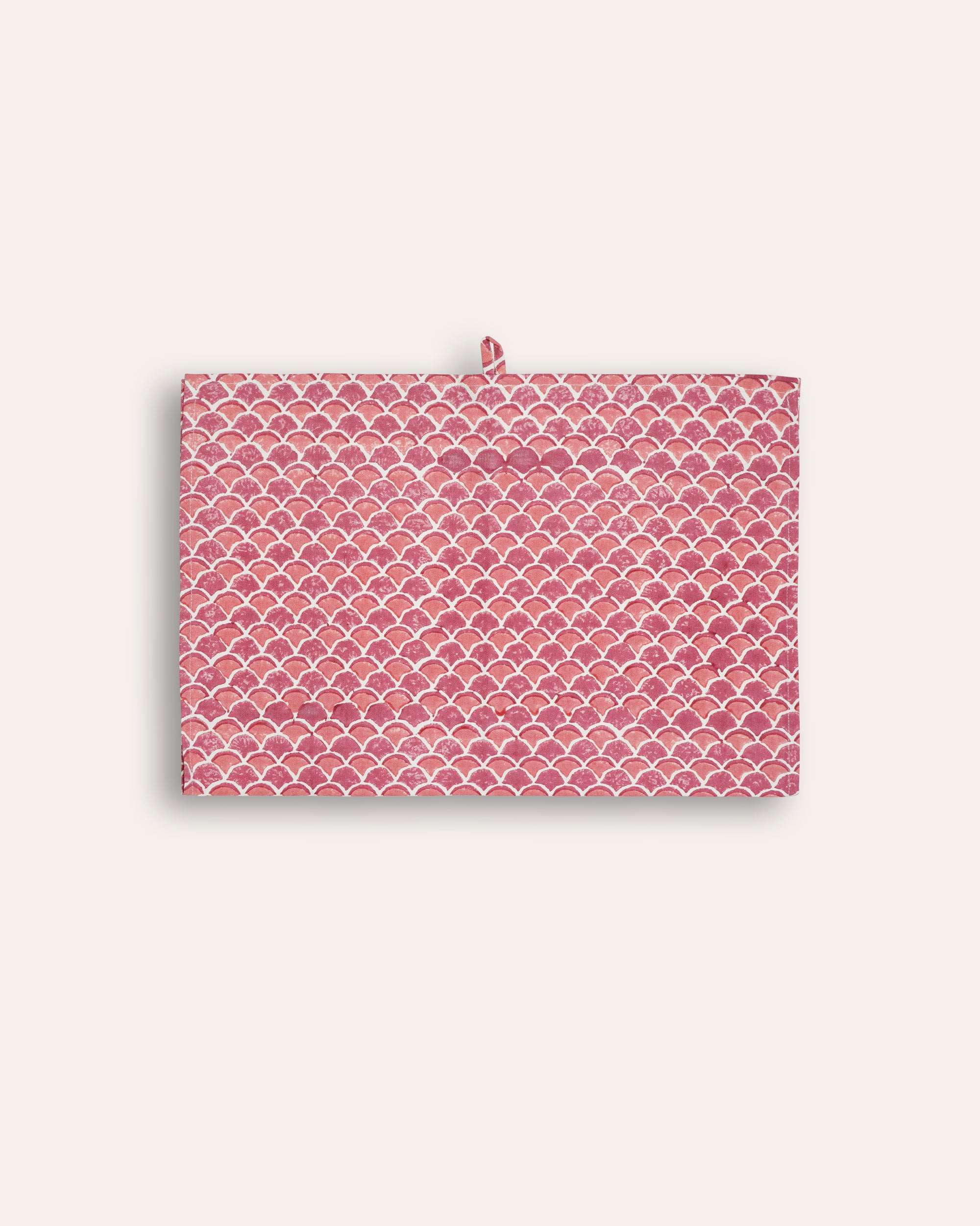 Scallop Print Tea Towel - Red