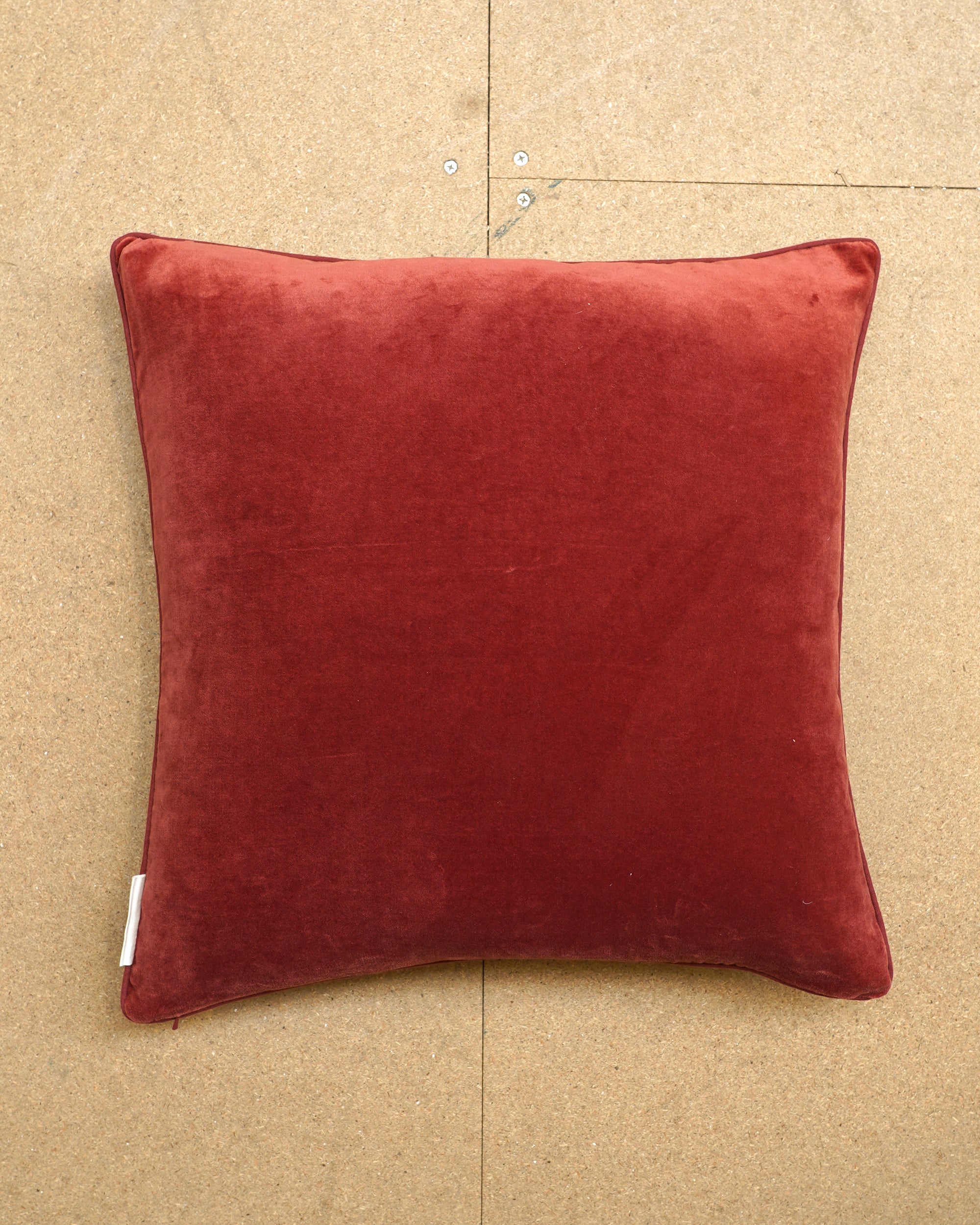 Woven Horizontal Stripe Square Cushion - Russet Red