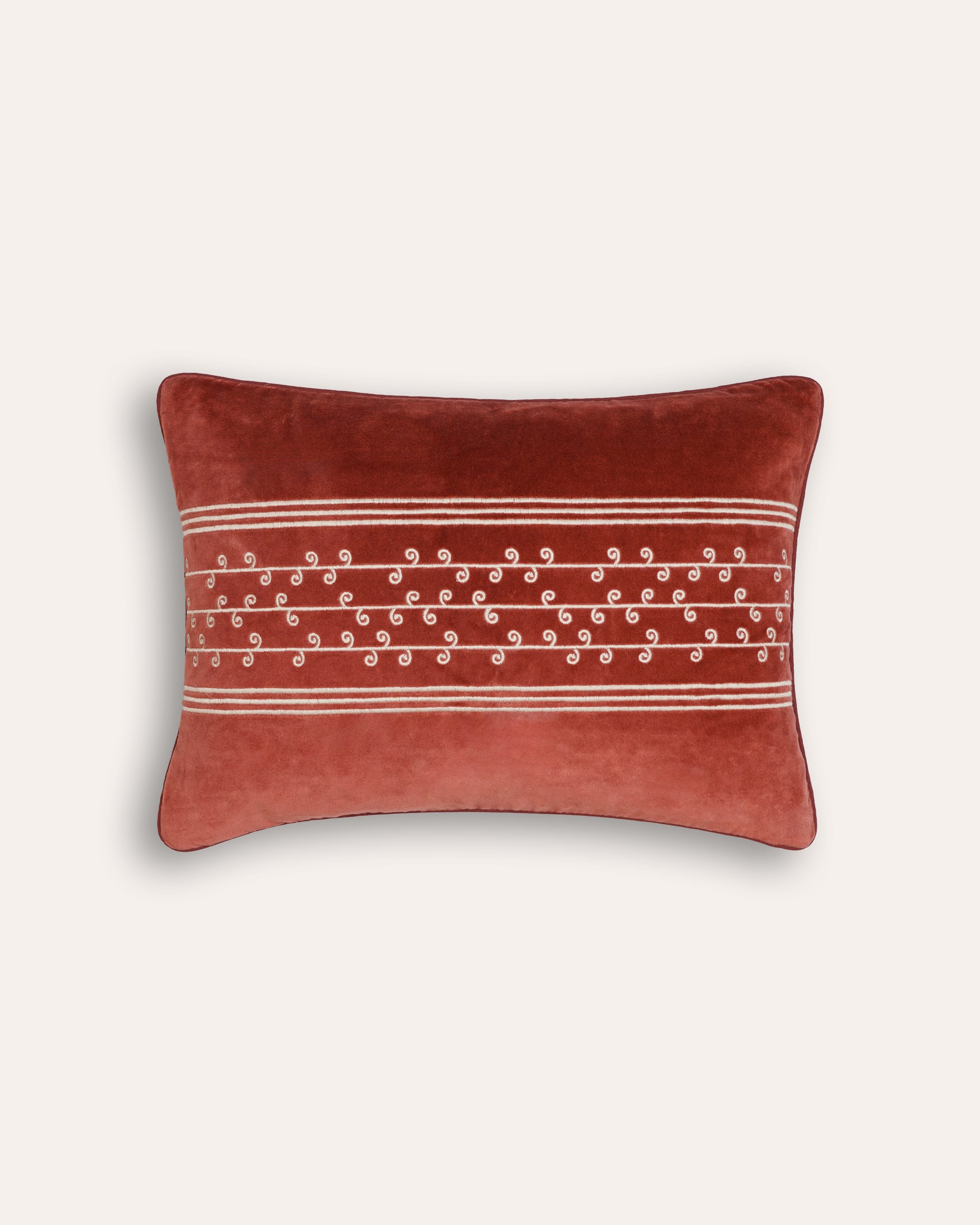 San Juan Embroidered Velvet Cushion - Red