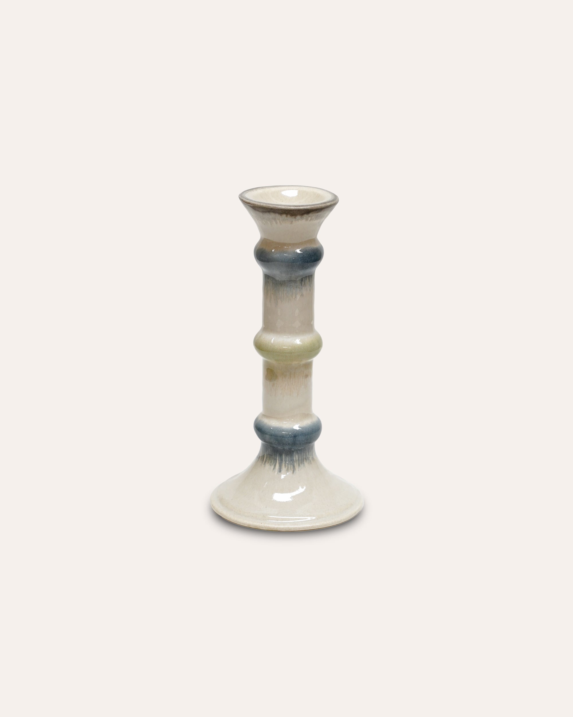 San Pedro Glazed Candlestick - Green Multi