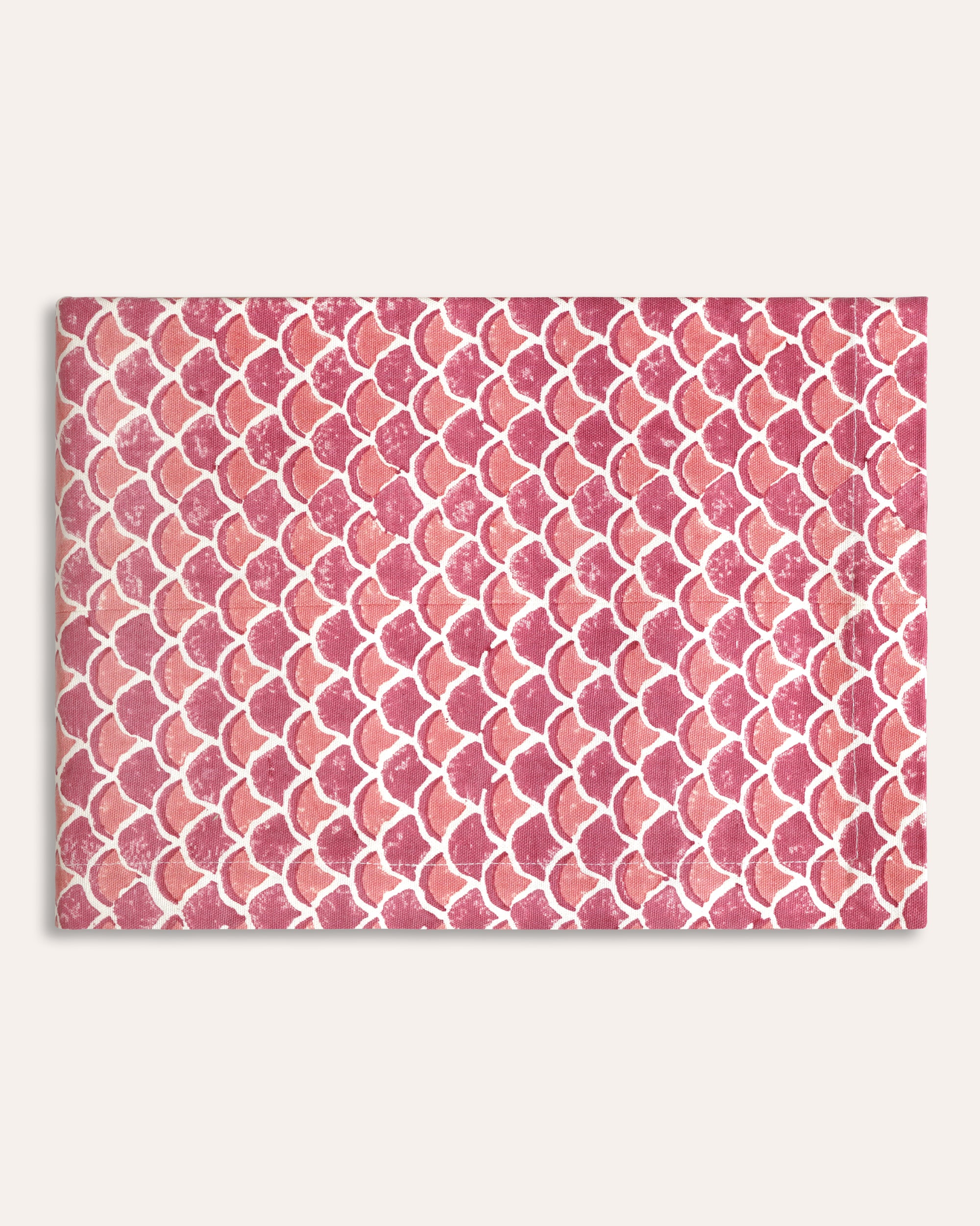 Scallop Block Print Cotton Tablecloth - Red