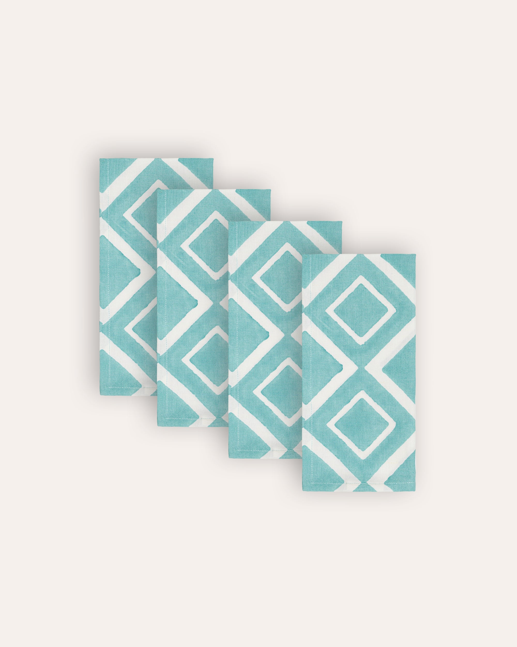 Aakaar Rhombus Cotton / Linen Napkins - Blue