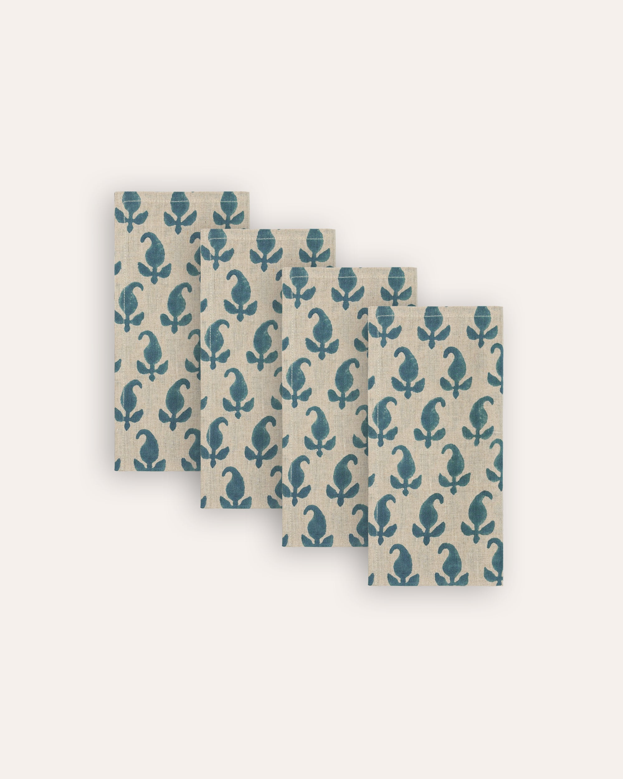 Paisley Linen Napkins - Blue