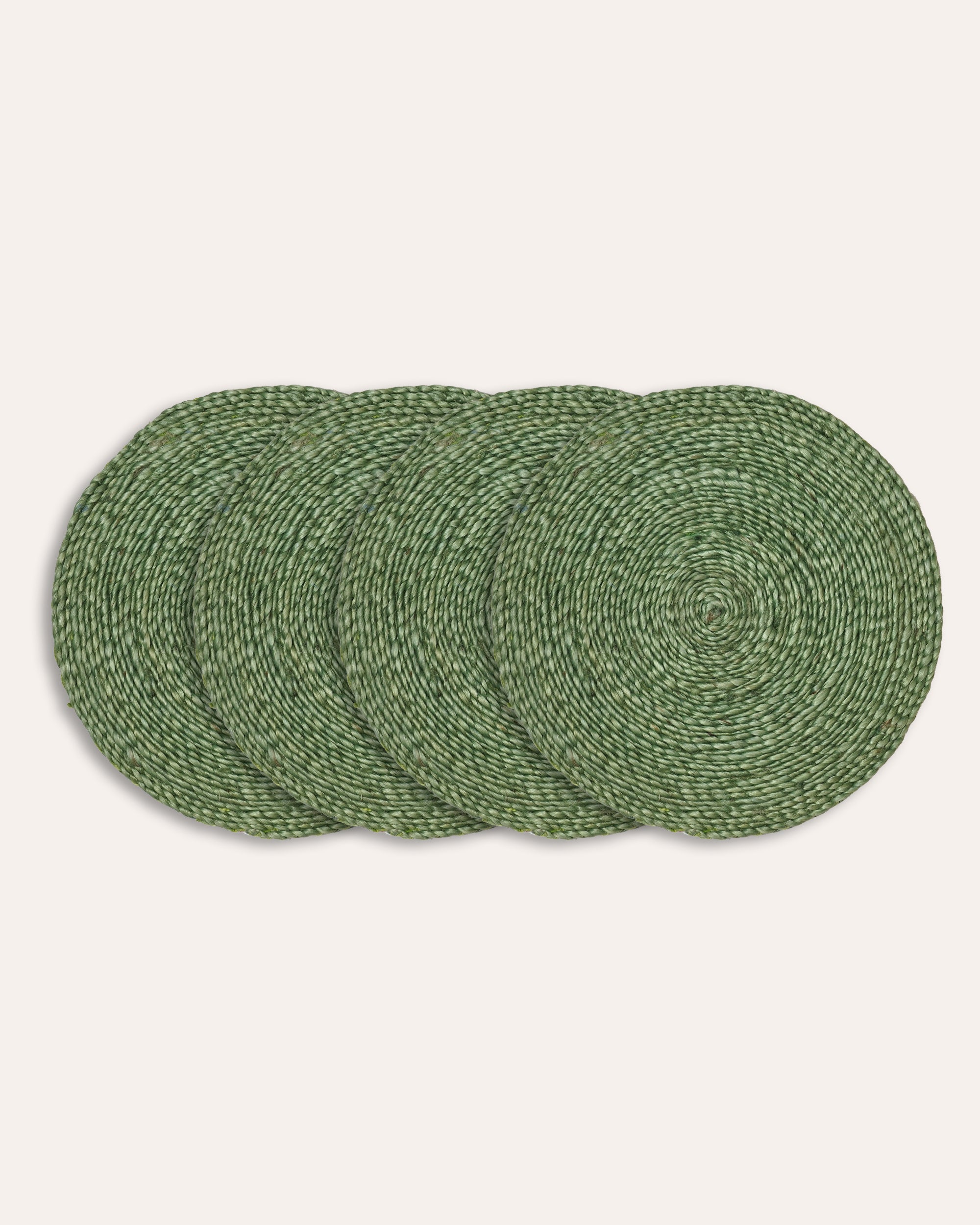 Set of four plain green jute placemats - Birdie Fortescue dining